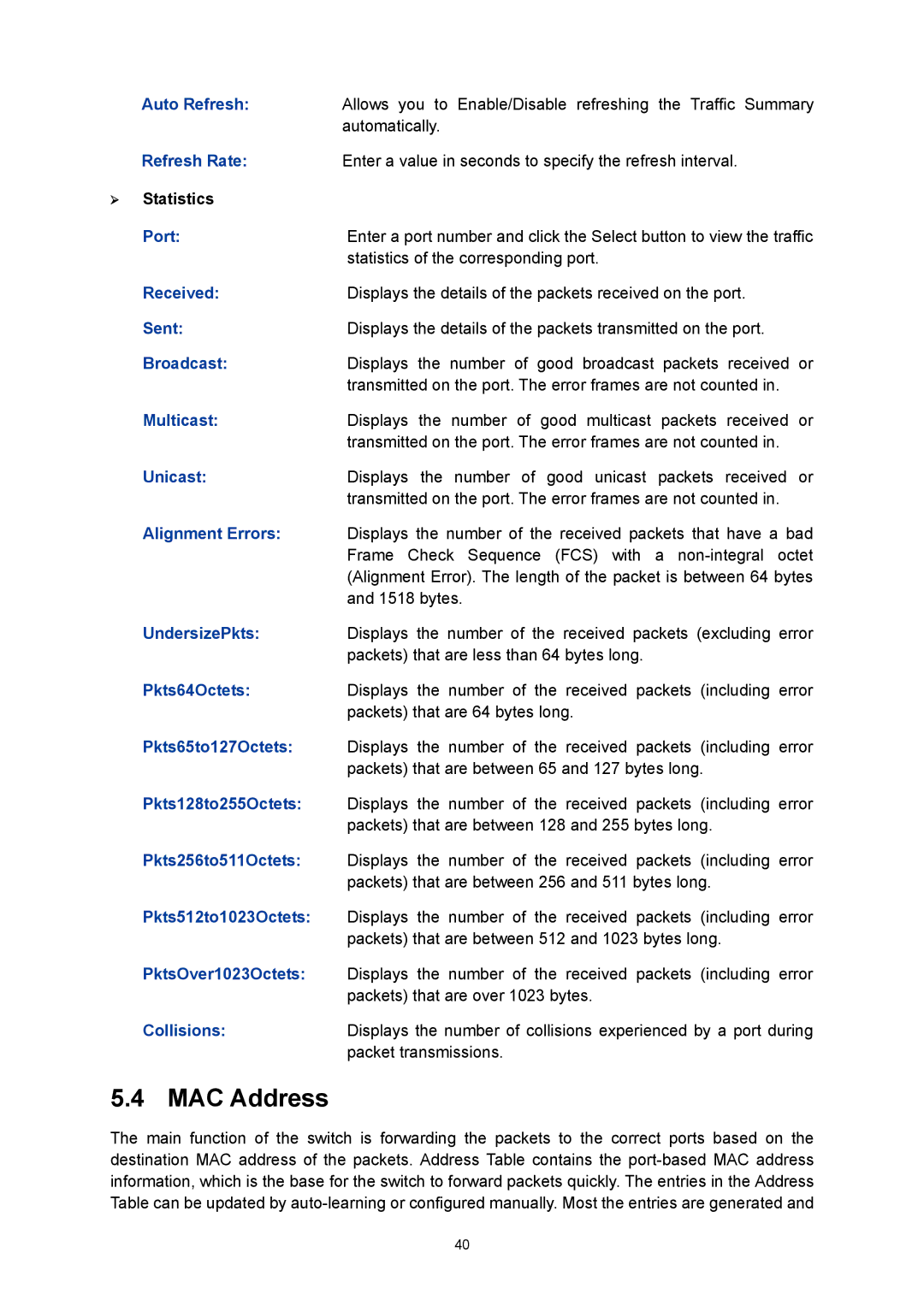 TP-Link TL-SG3216 manual MAC Address 