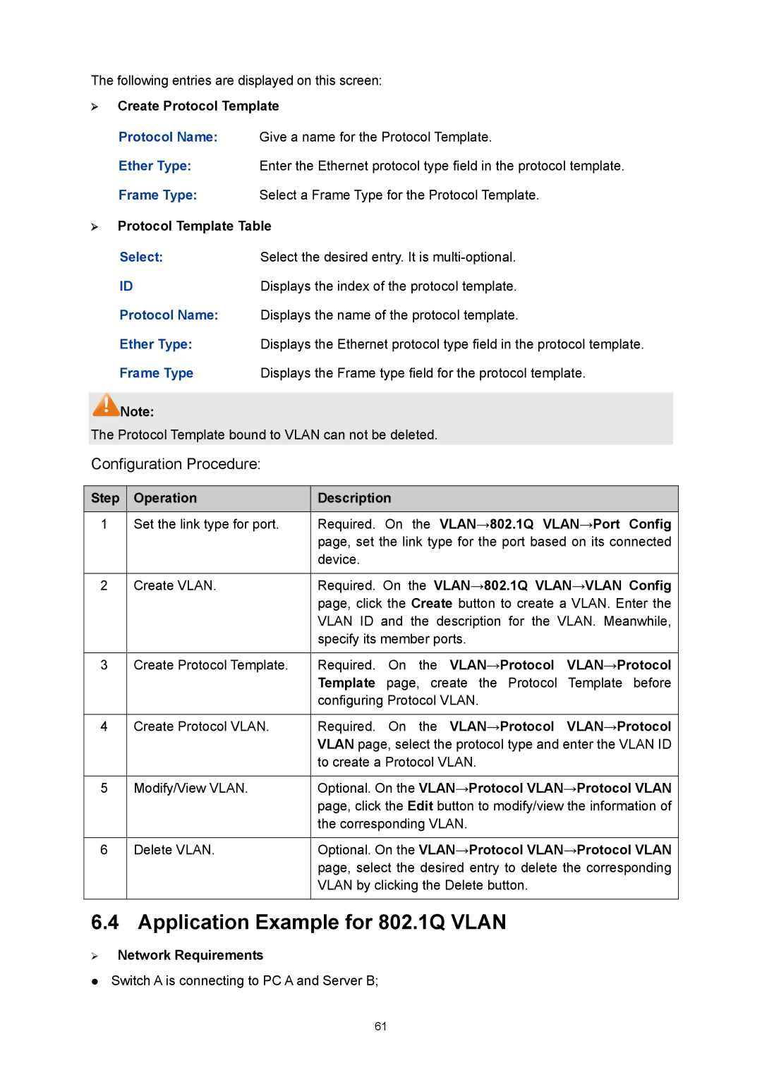 TP-Link TL-SG3216 manual Application Example for 802.1Q Vlan 