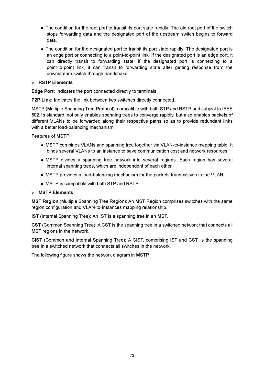 TP-Link TL-SG3216 manual ¾ Rstp Elements, ¾ Mstp Elements 