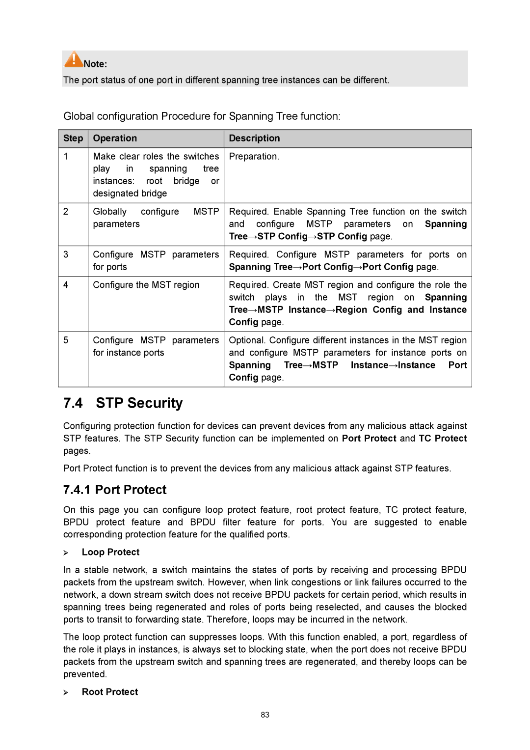 TP-Link TL-SG3216 manual STP Security, Port Protect 