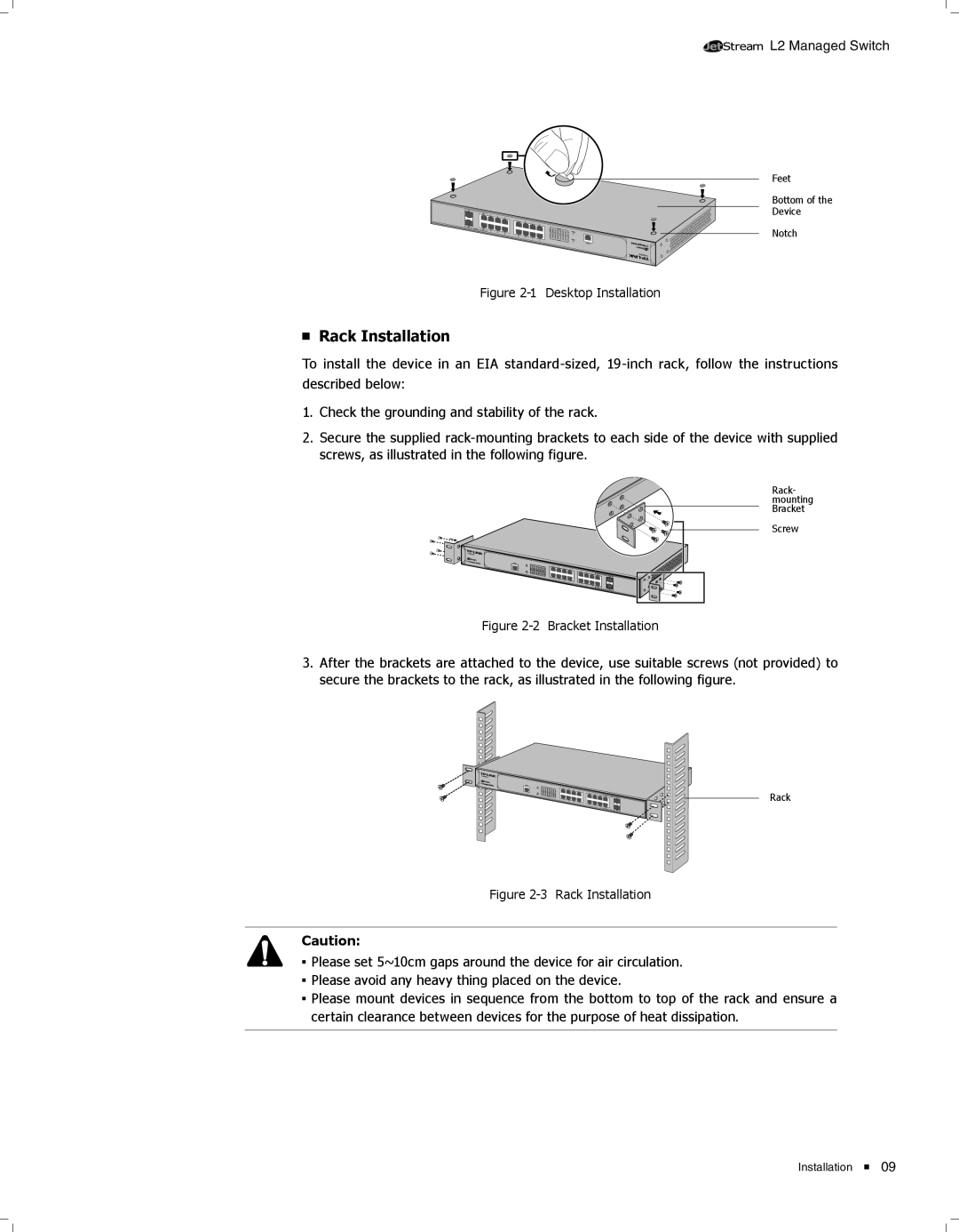 TP-Link TL-SG3424 manual Rack Installation 