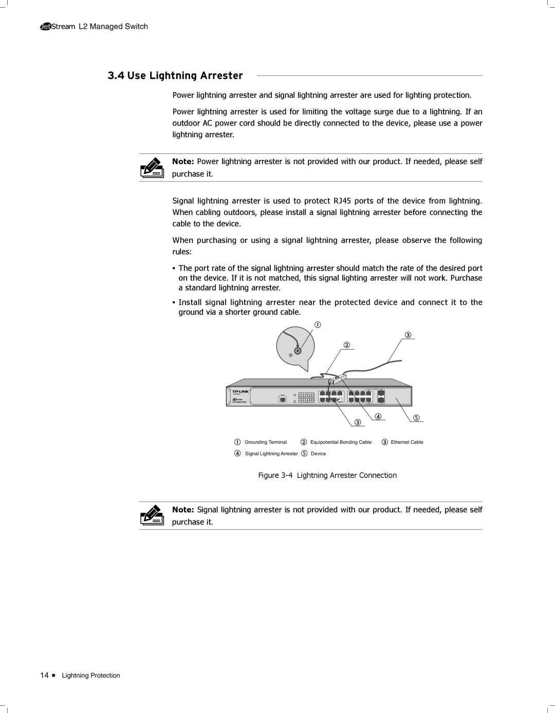 TP-Link TL-SG3424 manual 3333Use Lightning Arrester 