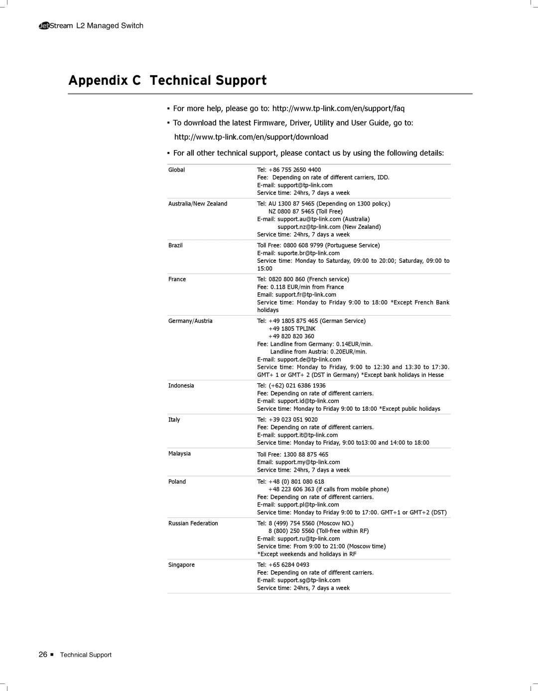 TP-Link TL-SG3424 manual AAAAAAAAAAAATechnical Support 