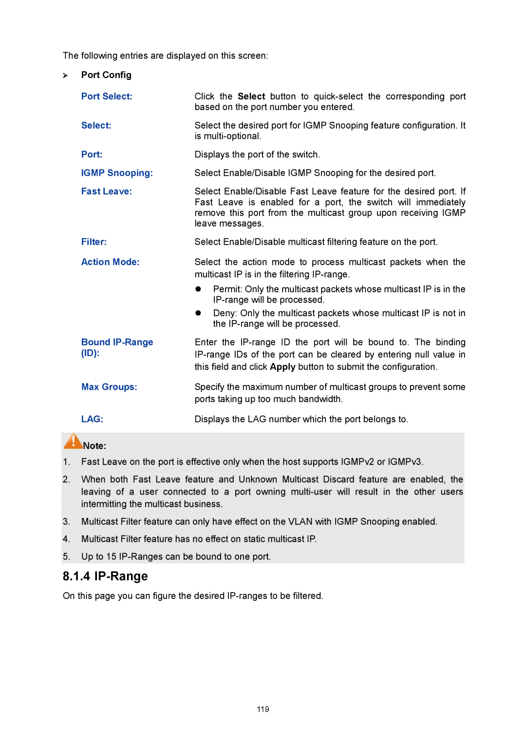 TP-Link TL-SG3424P manual IP-Range 