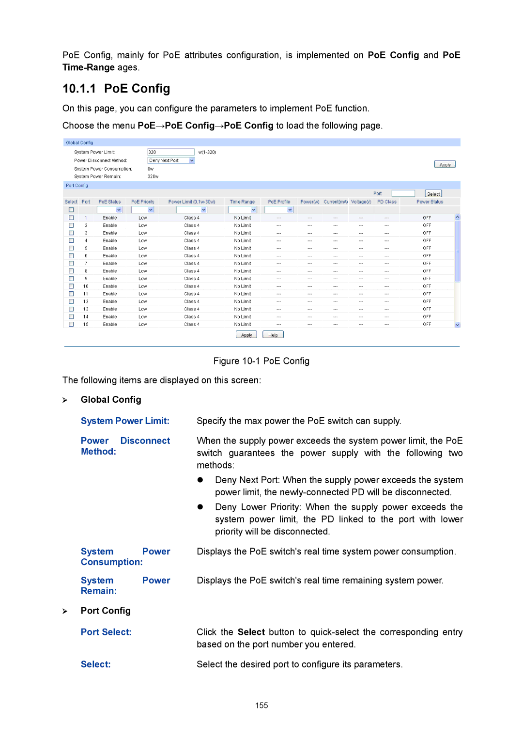 TP-Link TL-SG3424P manual PoE Config 