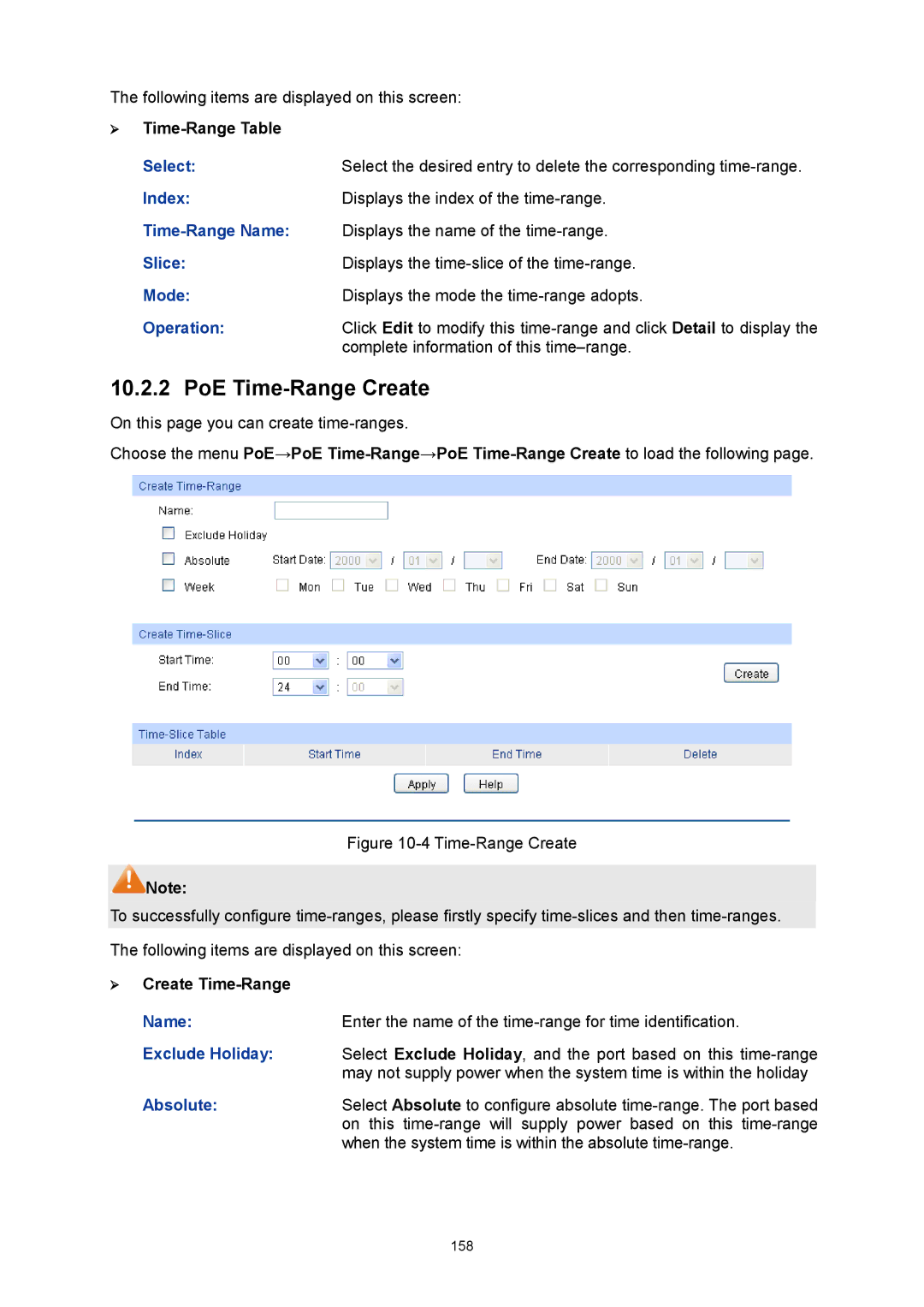 TP-Link TL-SG3424P manual PoE Time-Range Create 