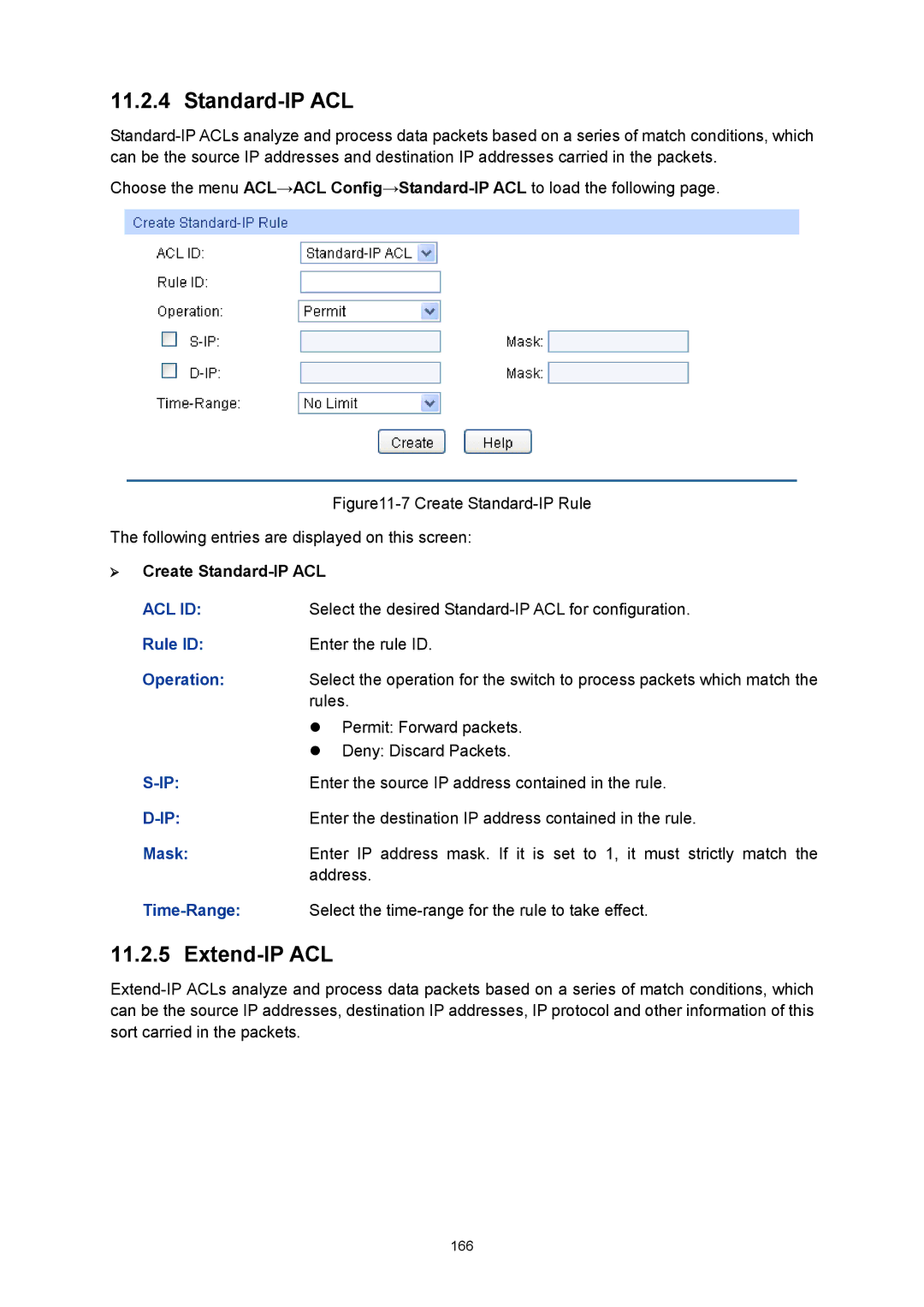 TP-Link TL-SG3424P manual Extend-IP ACL,  Create Standard-IP ACL, Mask 