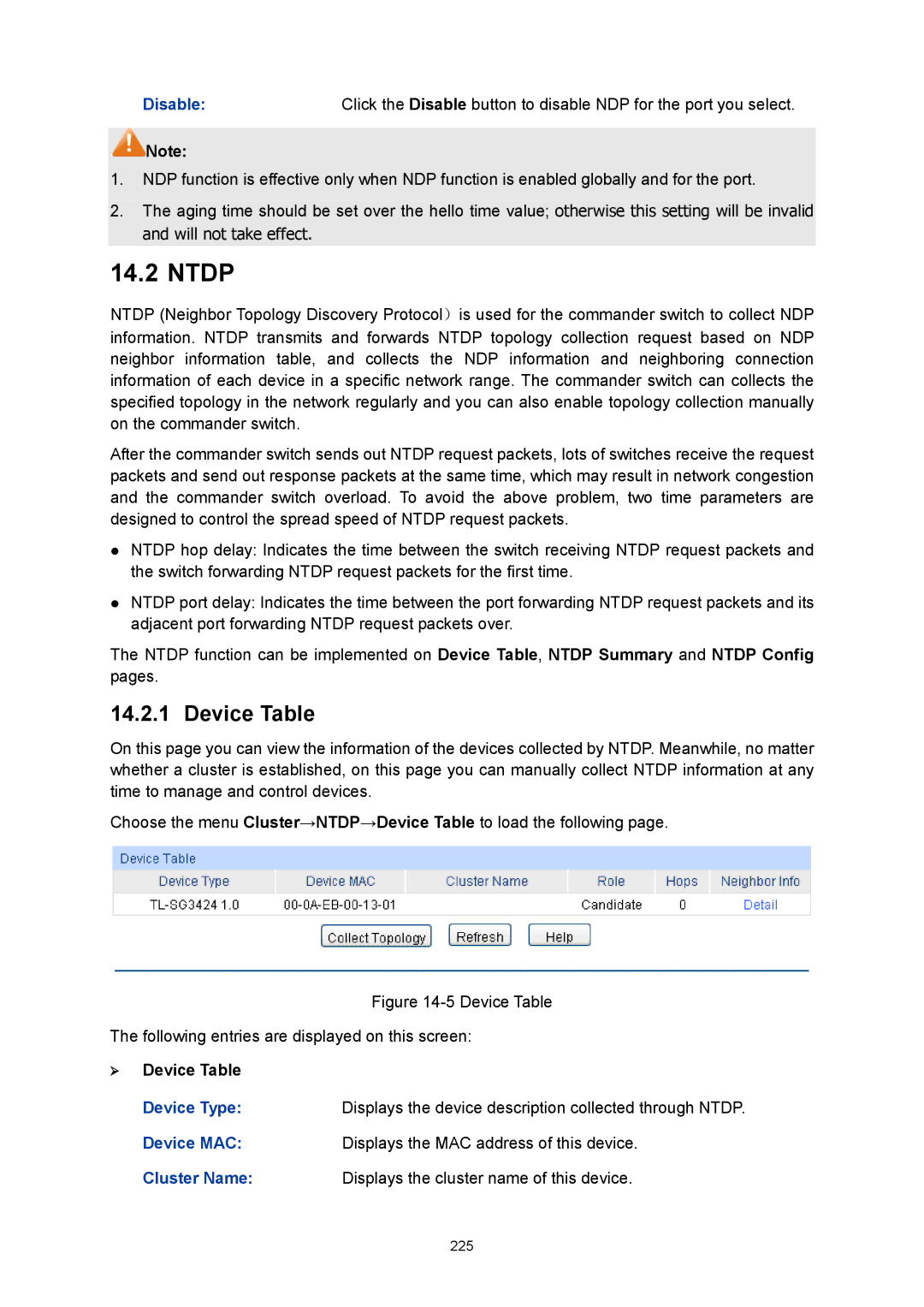 TP-Link TL-SG3424P manual Ntdp, Disable,  Device Table 