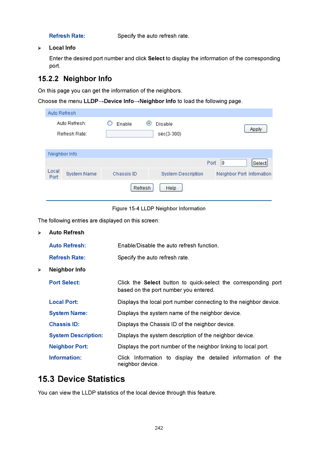 TP-Link TL-SG3424P manual Device Statistics,  Local Info 