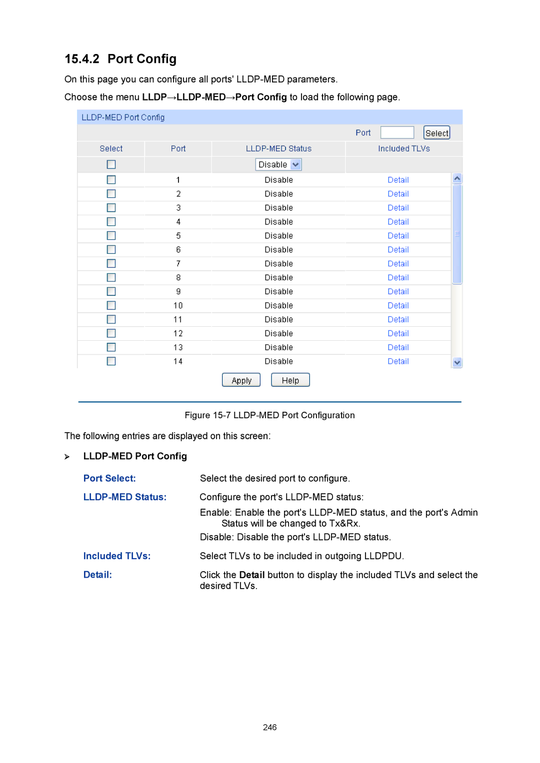 TP-Link TL-SG3424P manual  LLDP-MED Port Config, LLDP-MED Port Configuration 