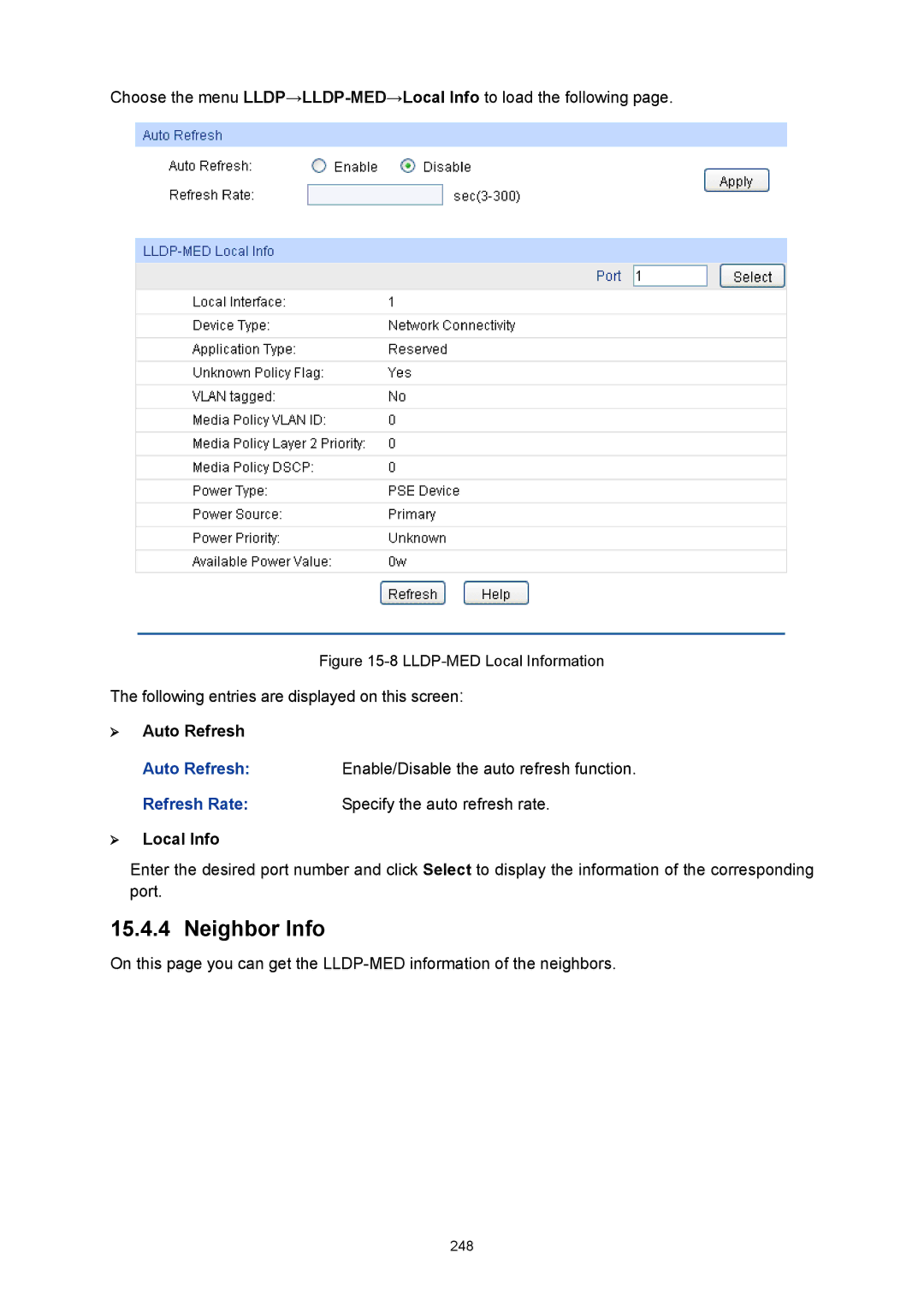 TP-Link TL-SG3424P manual LLDP-MED Local Information 