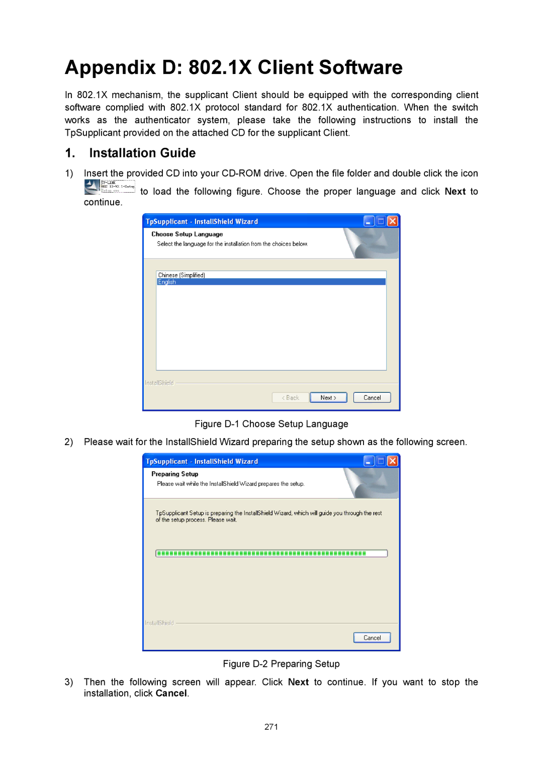 TP-Link TL-SG3424P manual Appendix D 802.1X Client Software, Installation Guide 