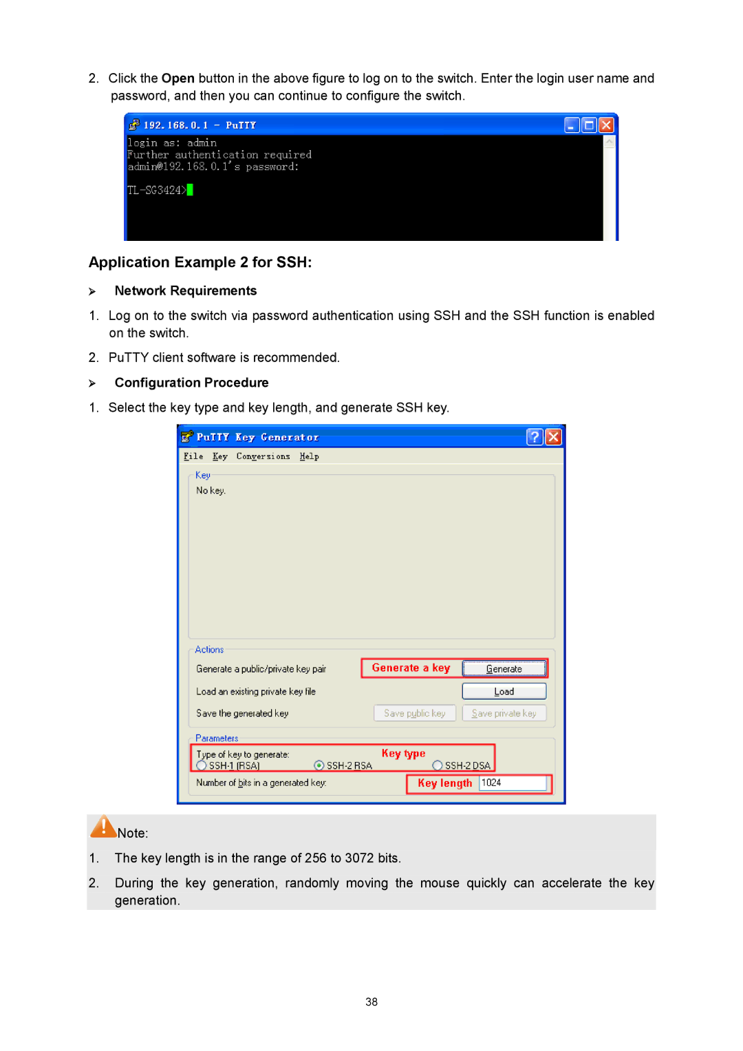 TP-Link TL-SG3424P manual Application Example 2 for SSH 