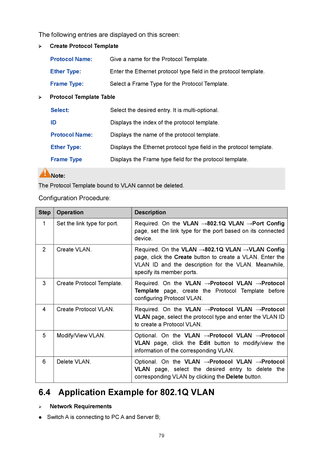 TP-Link TL-SG3424P manual Application Example for 802.1Q Vlan 