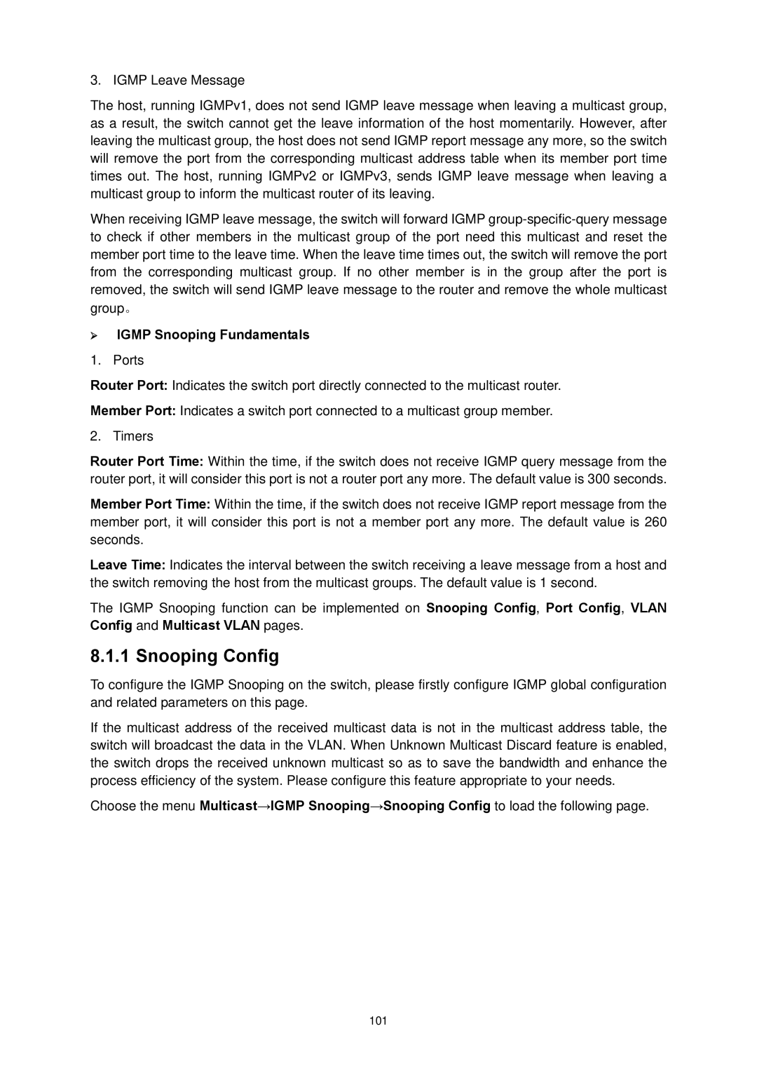 TP-Link TL-SG3424P manual Snooping Config, ¾ Igmp Snooping Fundamentals 