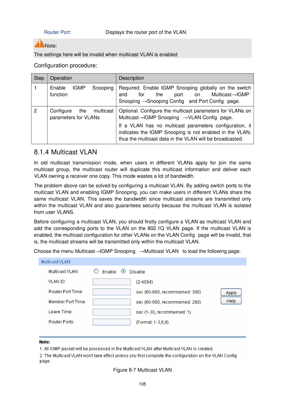 TP-Link TL-SG3424P manual Multicast Vlan, Multicast→IGMP, Snooping→Snooping Config and Port Config 