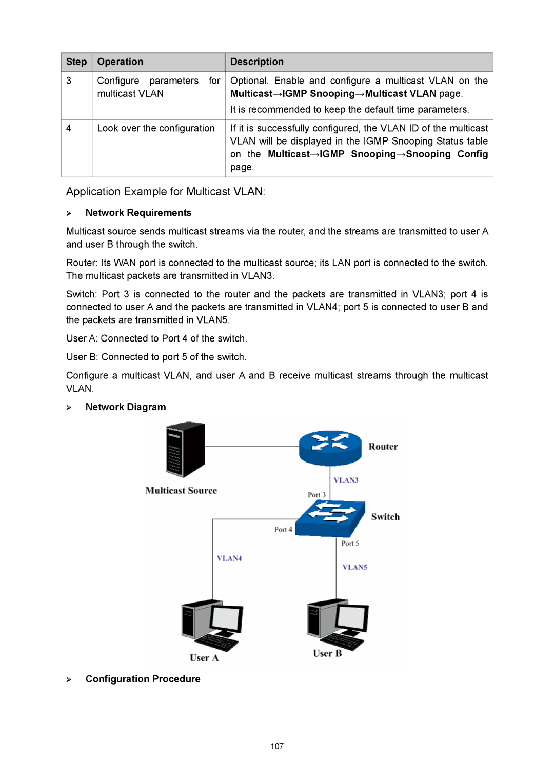 TP-Link TL-SG3424P manual Multicast→IGMP Snooping→Multicast Vlan, On the Multicast→IGMP Snooping→Snooping Config 