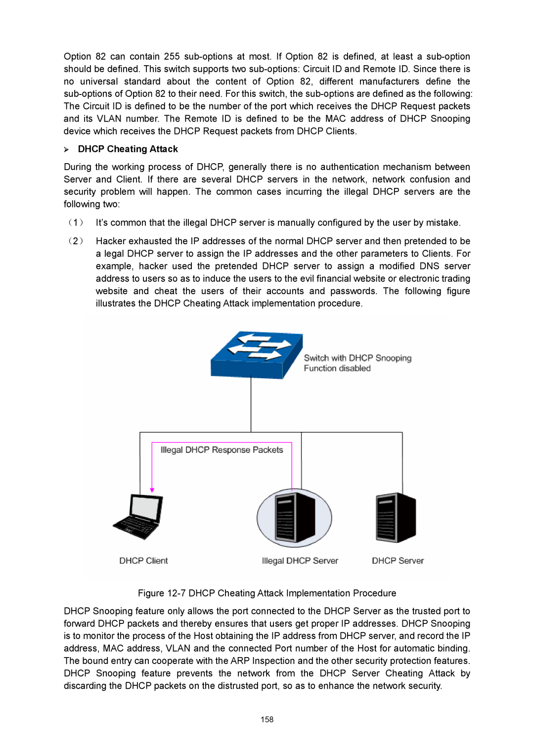 TP-Link TL-SG3424P manual ¾ Dhcp Cheating Attack, Dhcp Cheating Attack Implementation Procedure 