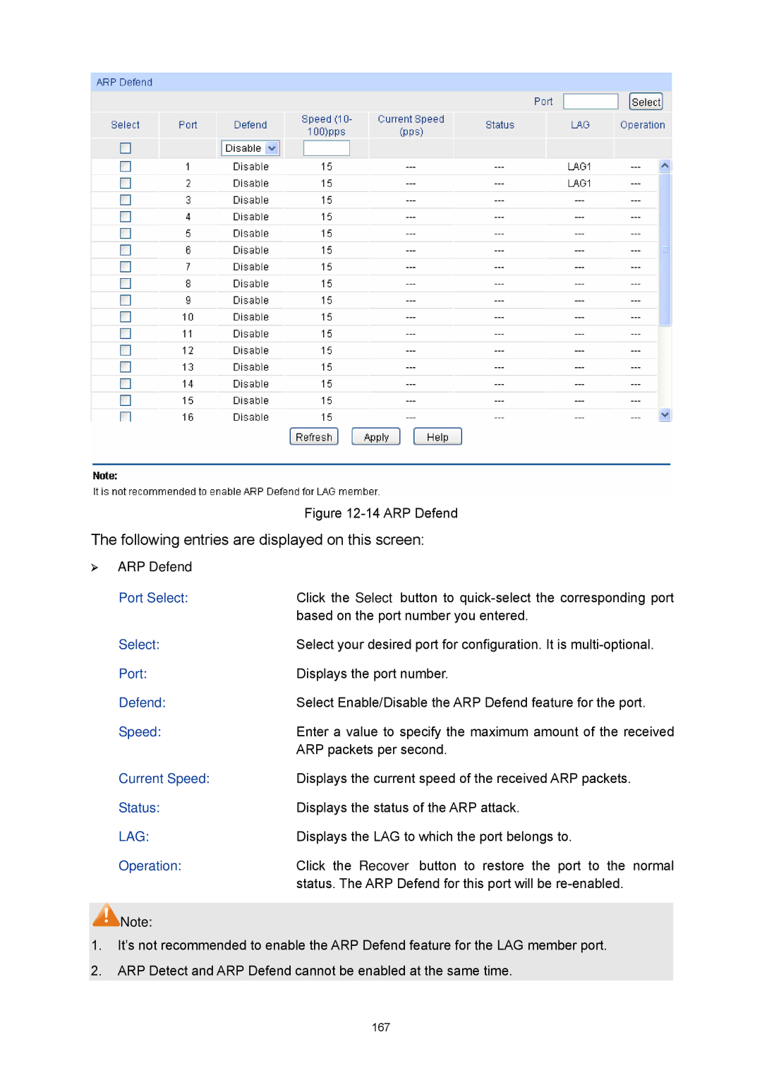 TP-Link TL-SG3424P manual ¾ ARP Defend, Current Speed 