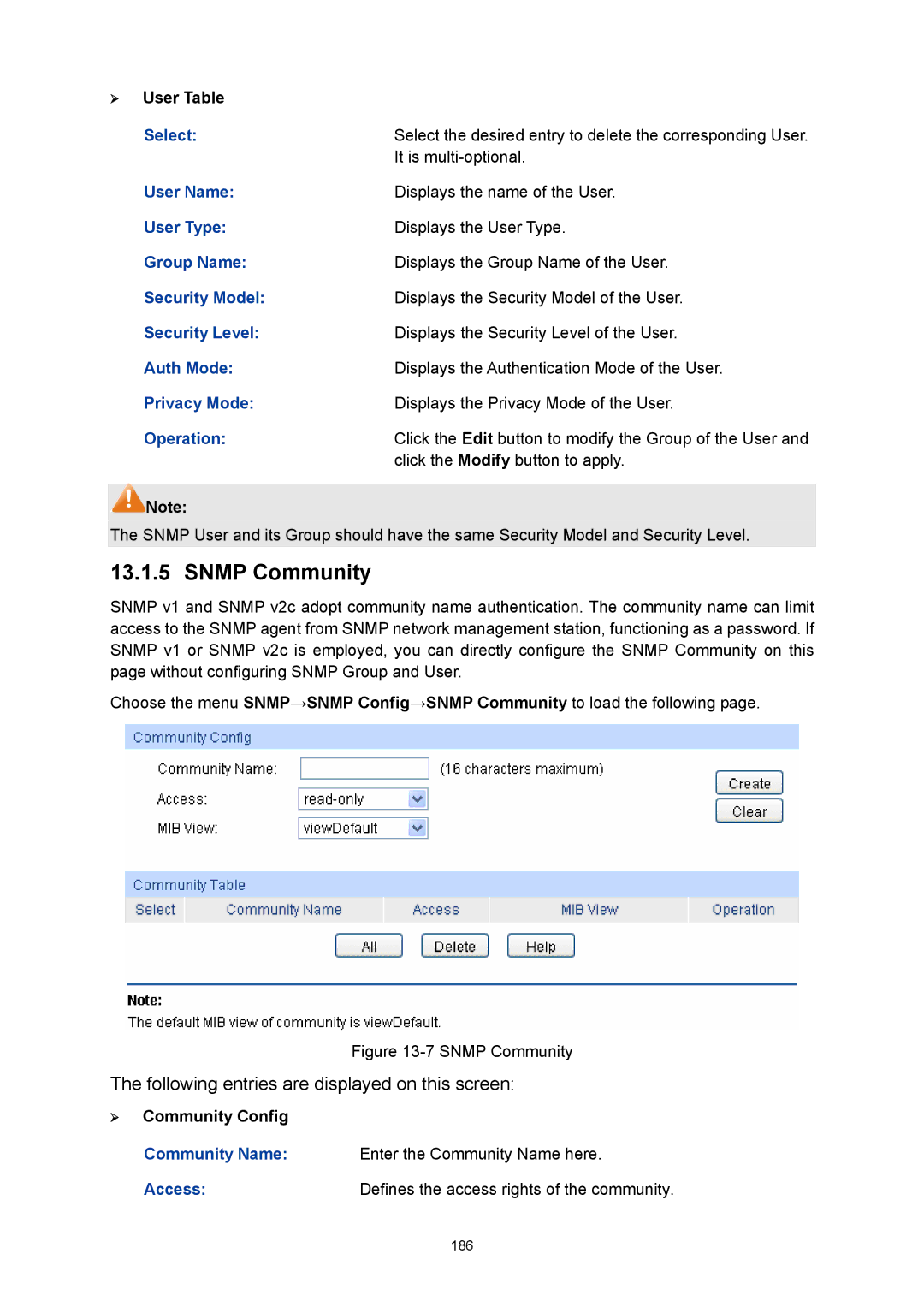 TP-Link TL-SG3424P manual Snmp Community, ¾ Community Config, Access 