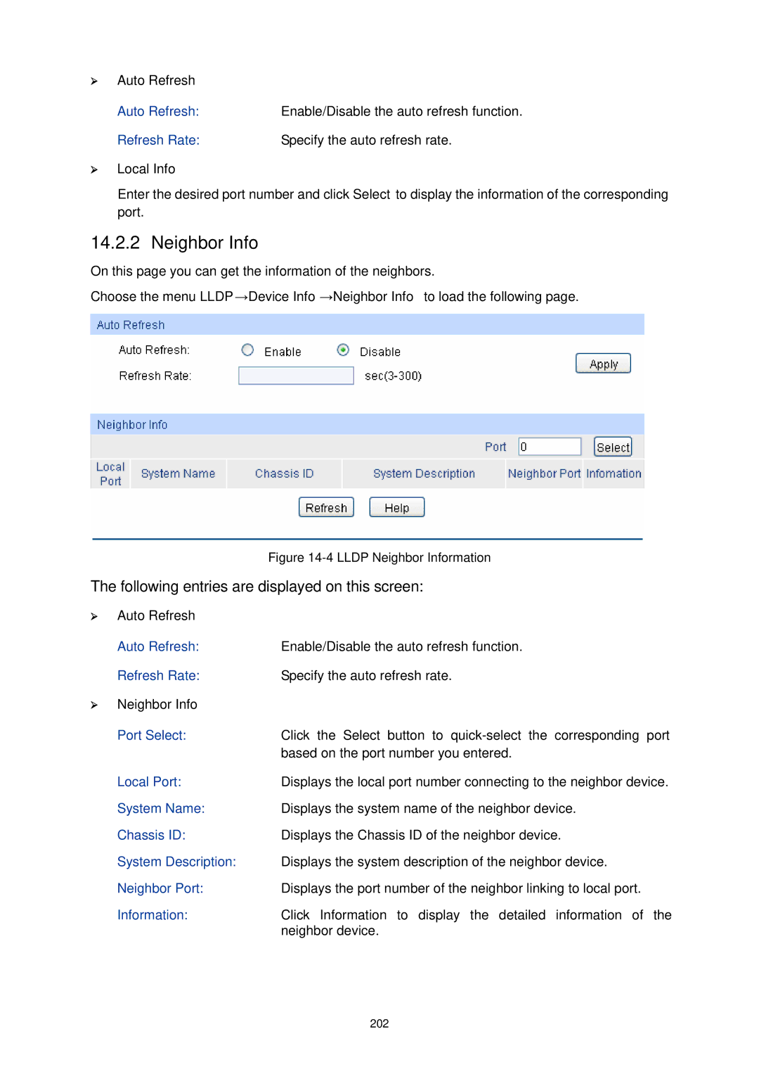 TP-Link TL-SG3424P manual ¾ Local Info, ¾ Neighbor Info 