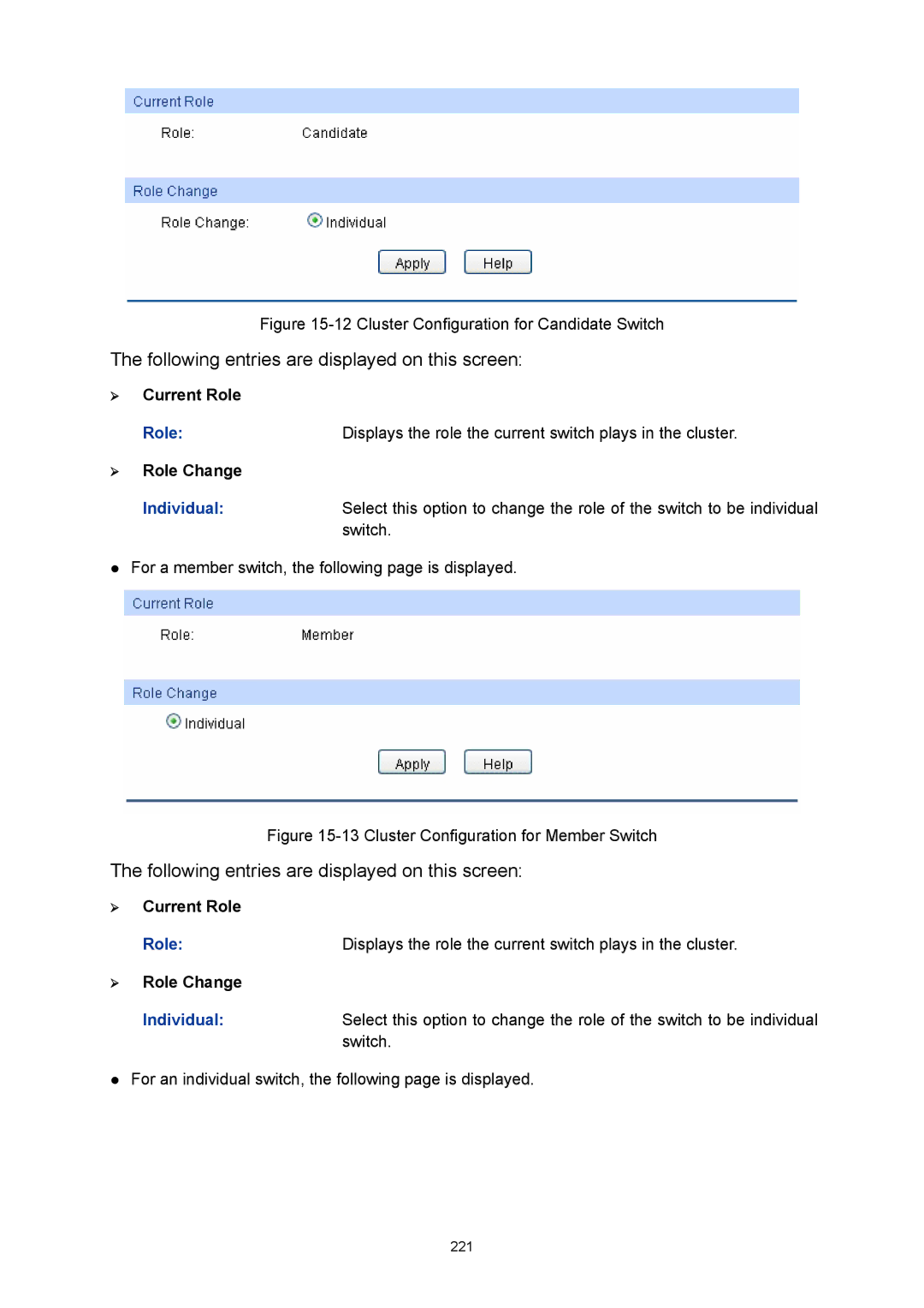 TP-Link TL-SG3424P manual ¾ Current Role, ¾ Role Change 