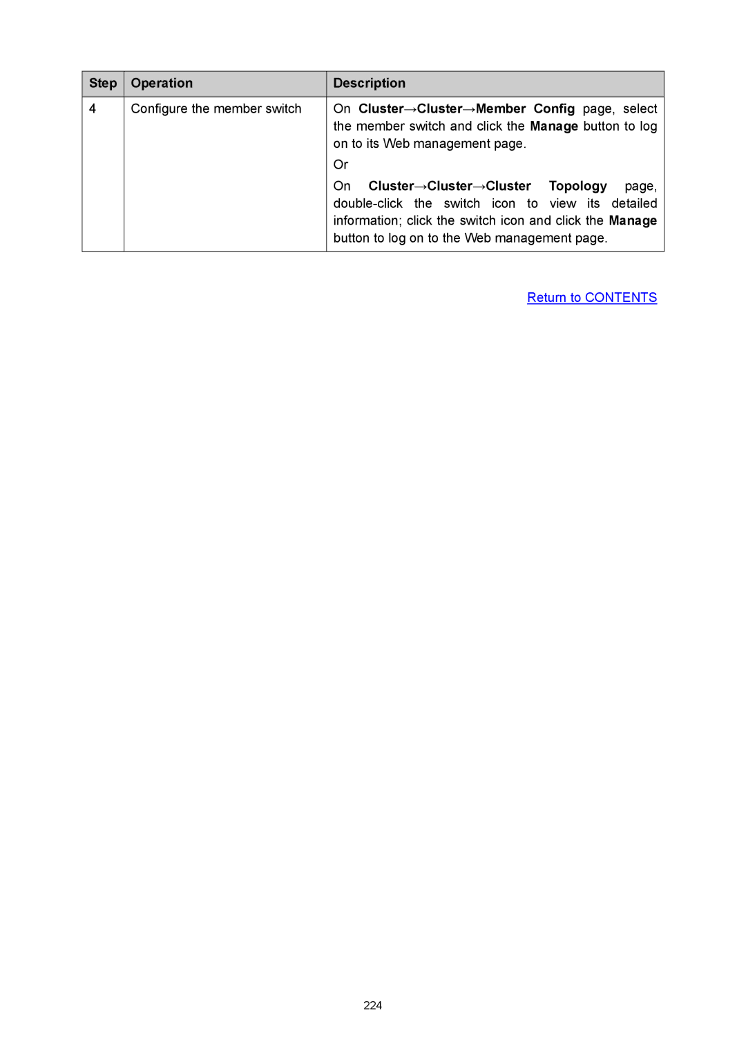 TP-Link TL-SG3424P manual On Cluster→Cluster→Member Config page, select, On Cluster→Cluster→Cluster Topology 