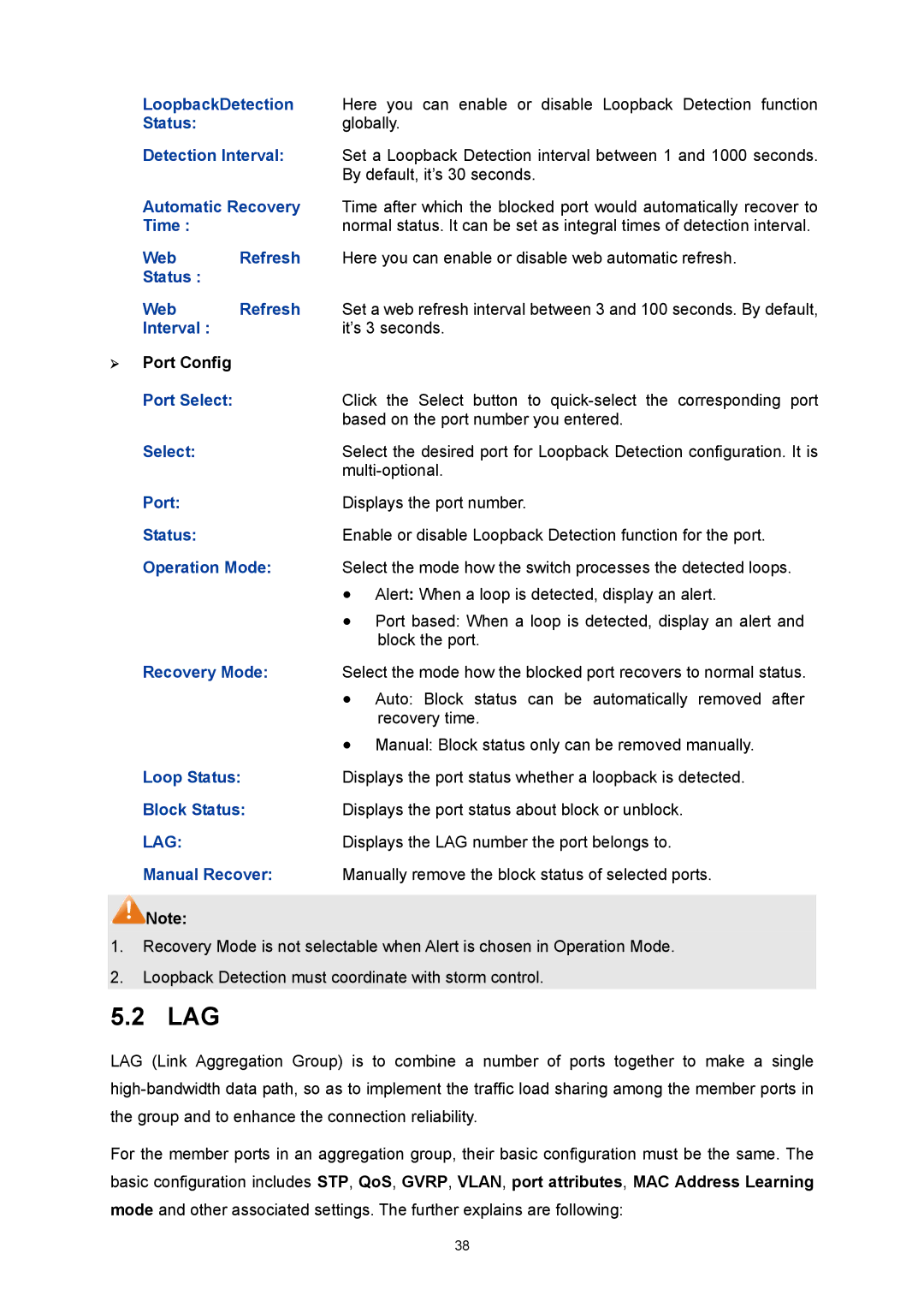 TP-Link TL-SG3424P manual Lag, Interval It’s 3 seconds, Operation Mode 