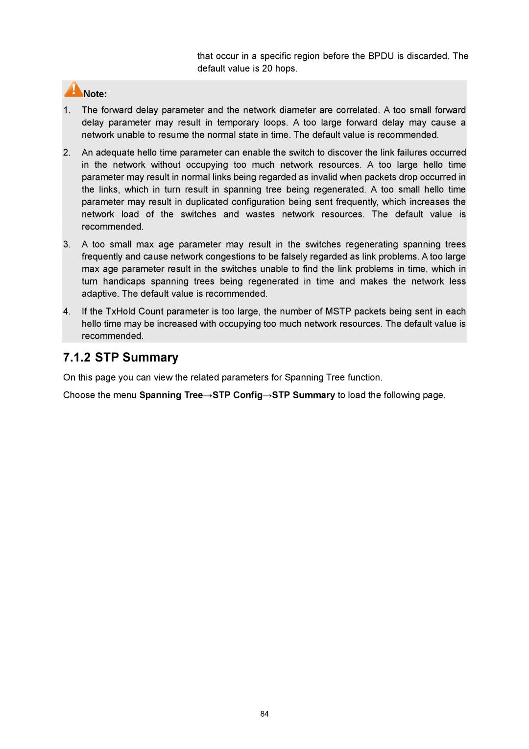 TP-Link TL-SG3424P manual STP Summary 