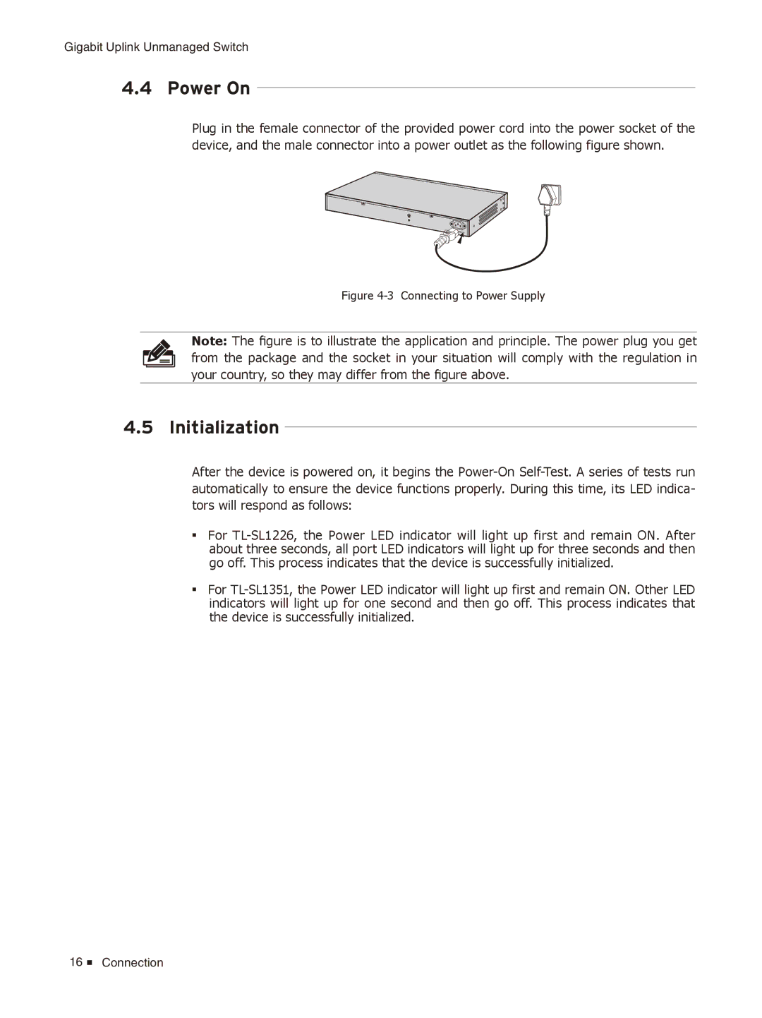 TP-Link TL-SL1226/TL-SL1351 manual Power On, Initialization 