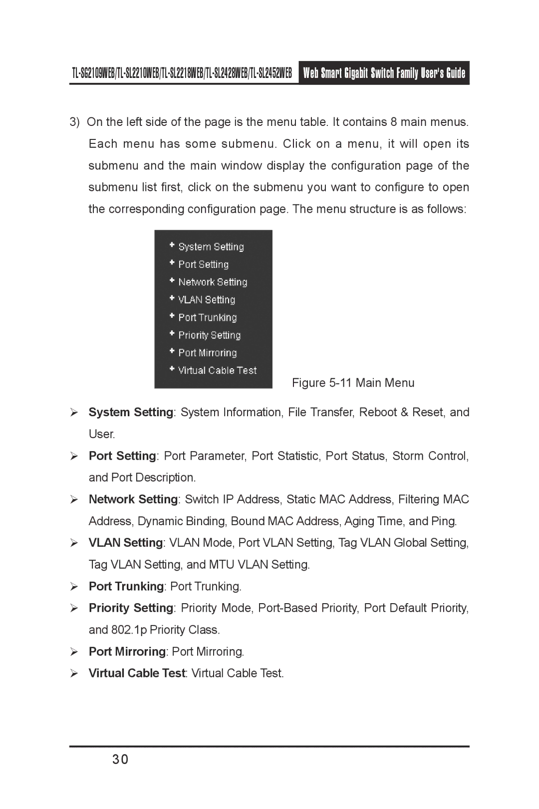 TP-Link TL-SL2218WEB, TL-SL2210WEB, TL-SL2452WEB, TL-SG2109WEB, TL- SL2428WEB Web Smart Gigabit Switch Family Users Guide 