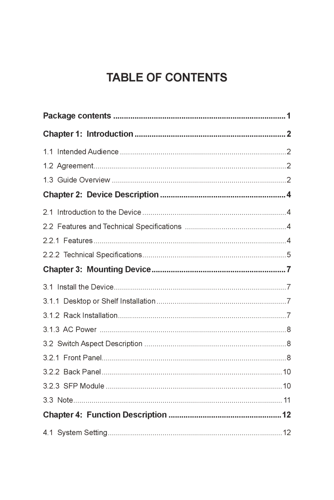 TP-Link TL- SL2428WEB, TL-SL2210WEB, TL-SL2452WEB, TL-SL2218WEB, TL-SG2109WEB manual Table of Contents 