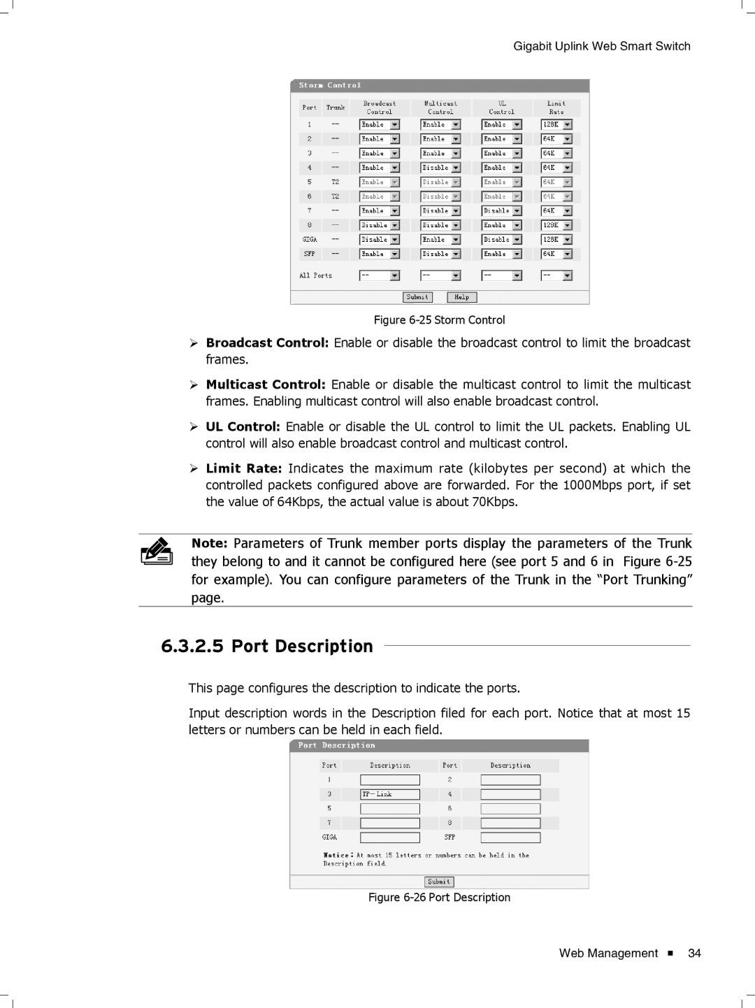 TP-Link TL-SL2210WEB/TL-SL2218WEB, TL-SL2428WEB/TL-SL2452WEB manual 66666666Port Description 