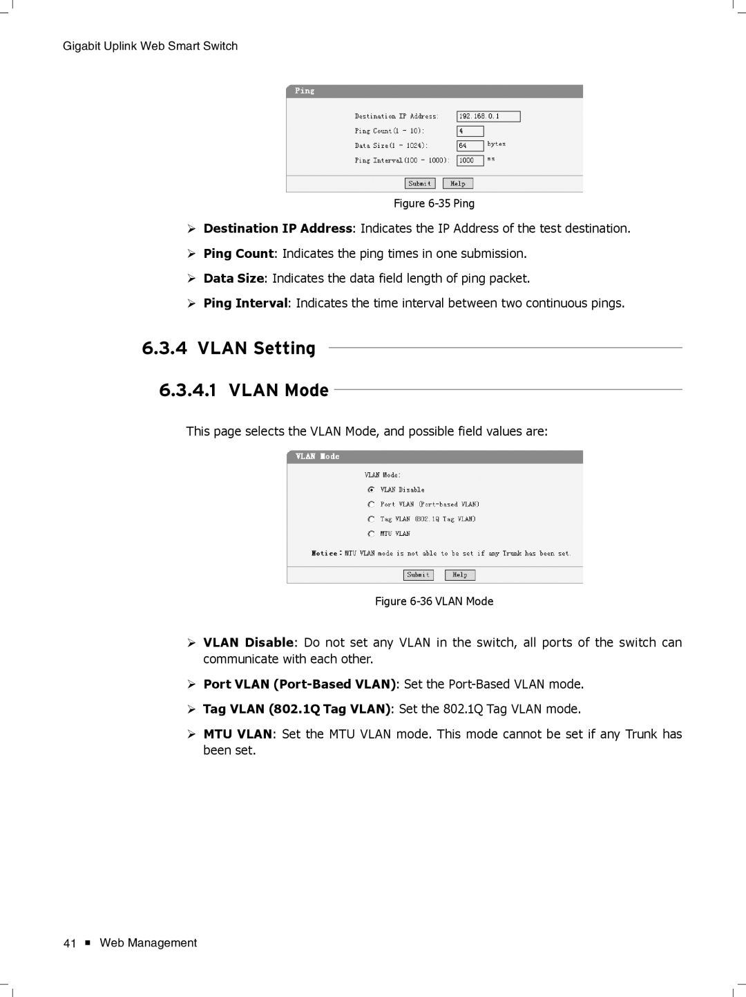 TP-Link TL-SL2428WEB/TL-SL2452WEB, TL-SL2210WEB/TL-SL2218WEB manual Vlan Setting Vlan Mode 