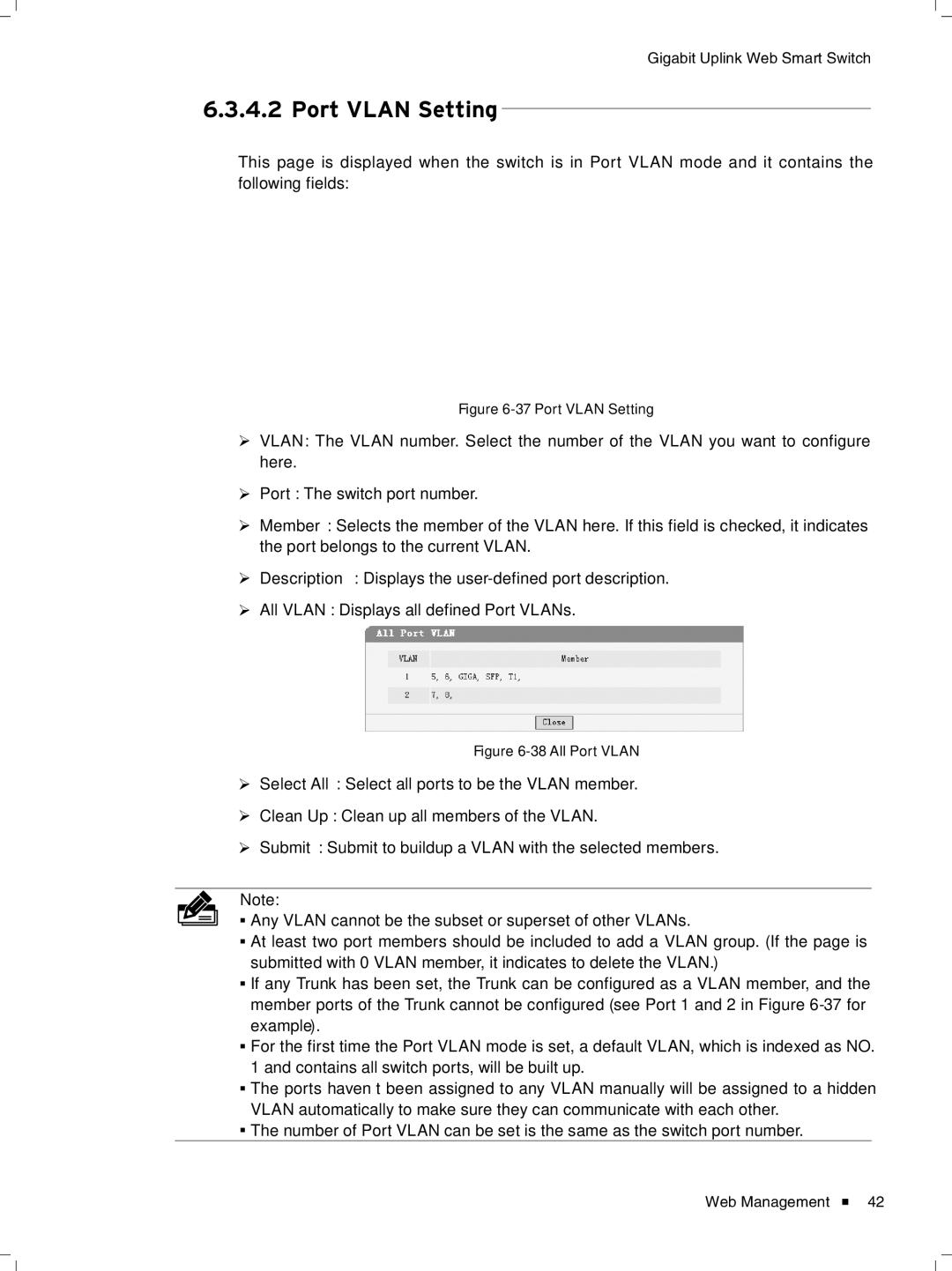 TP-Link TL-SL2210WEB/TL-SL2218WEB, TL-SL2428WEB/TL-SL2452WEB manual 66666666Port Vlan Setting 