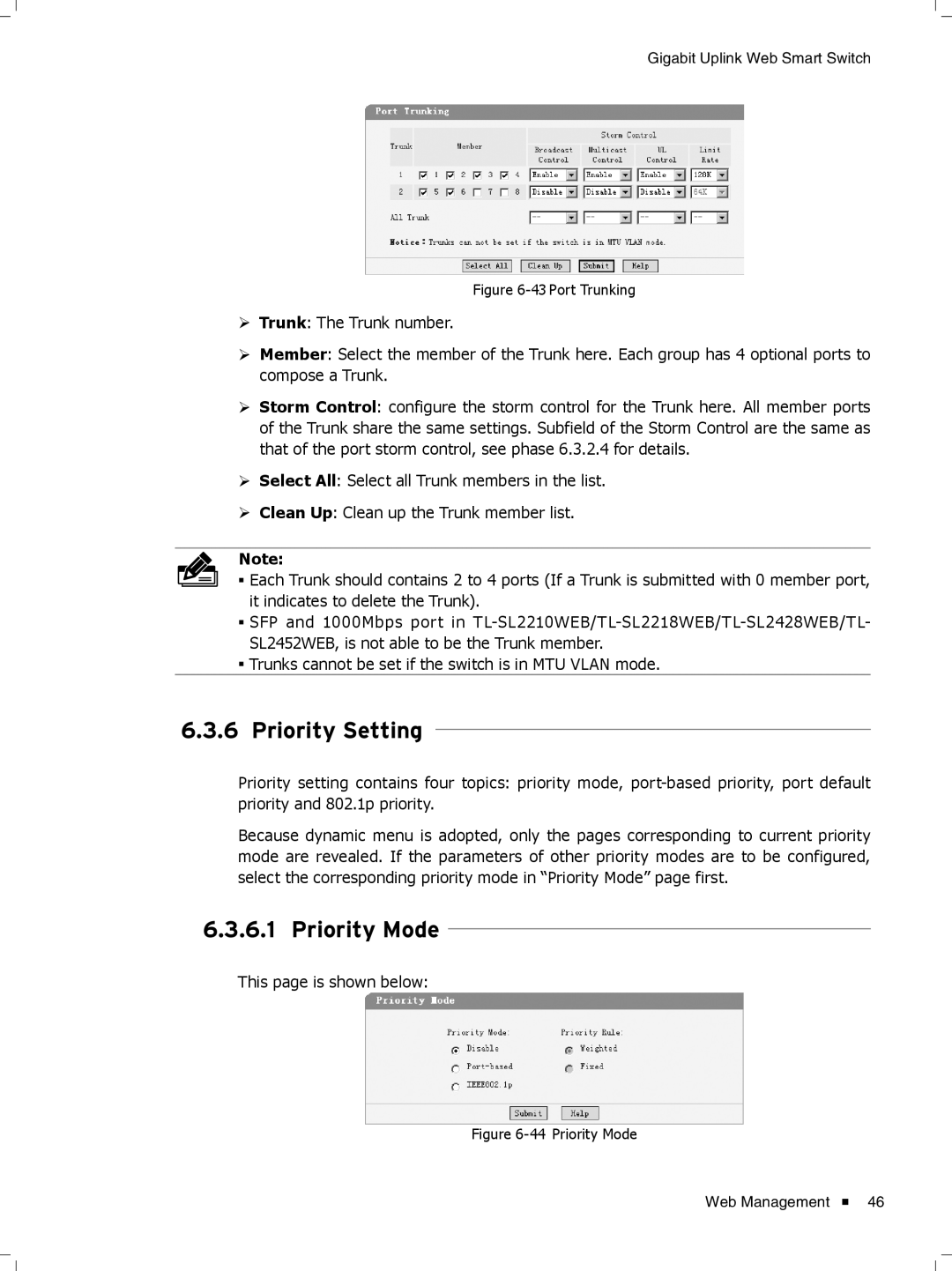 TP-Link TL-SL2210WEB/TL-SL2218WEB, TL-SL2428WEB/TL-SL2452WEB manual Priority Setting, Priority Mode 