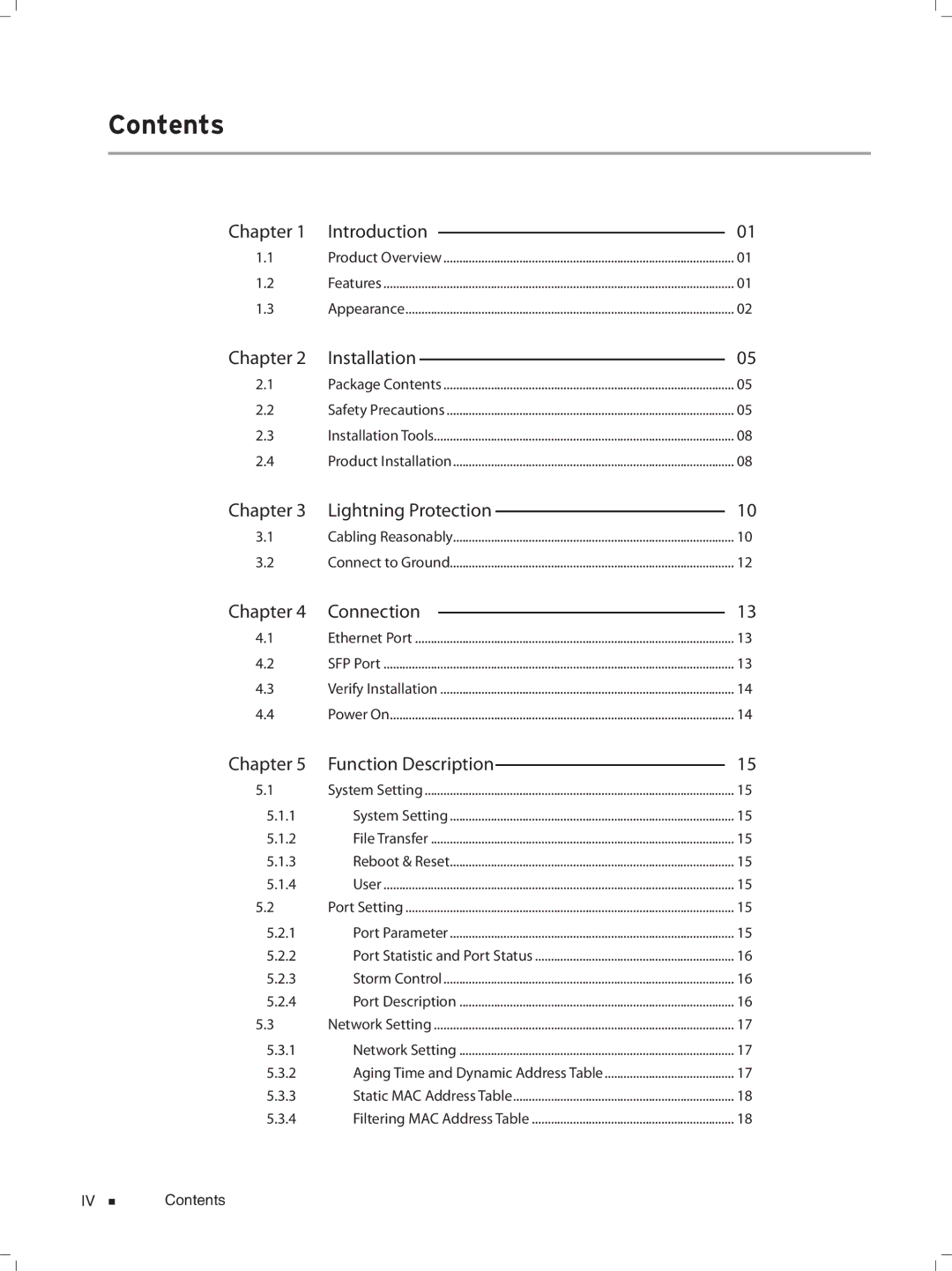 TP-Link TL-SL2428WEB/TL-SL2452WEB, TL-SL2210WEB/TL-SL2218WEB manual Contents 