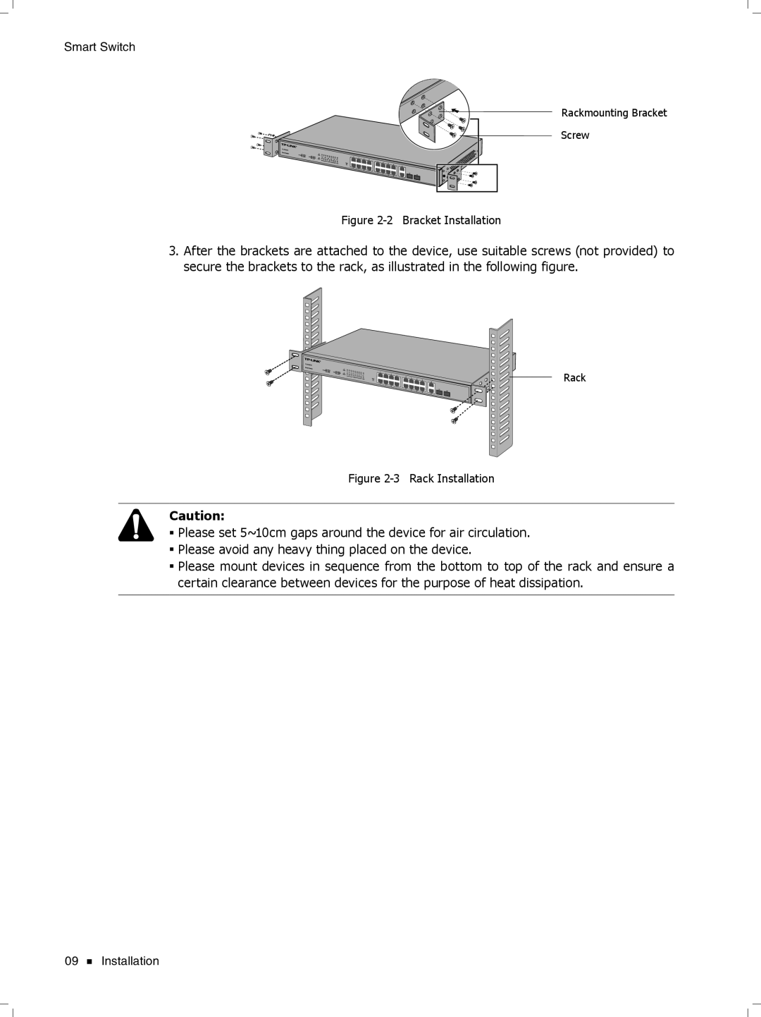 TP-Link TL-SL2218, TL-SL2452, TL-SL2428, TL-SL2210 manual Fffffffffff Bracket Installation 