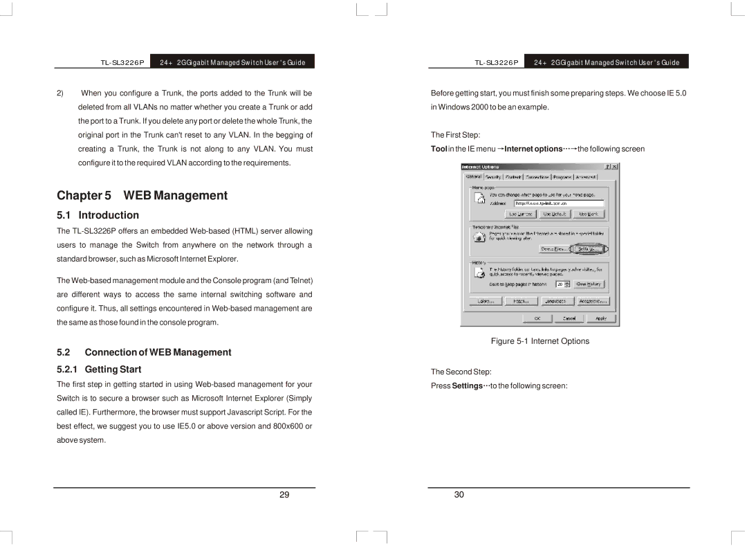 TP-Link TL-SL3226P manual Connection of WEB Management Getting Start 