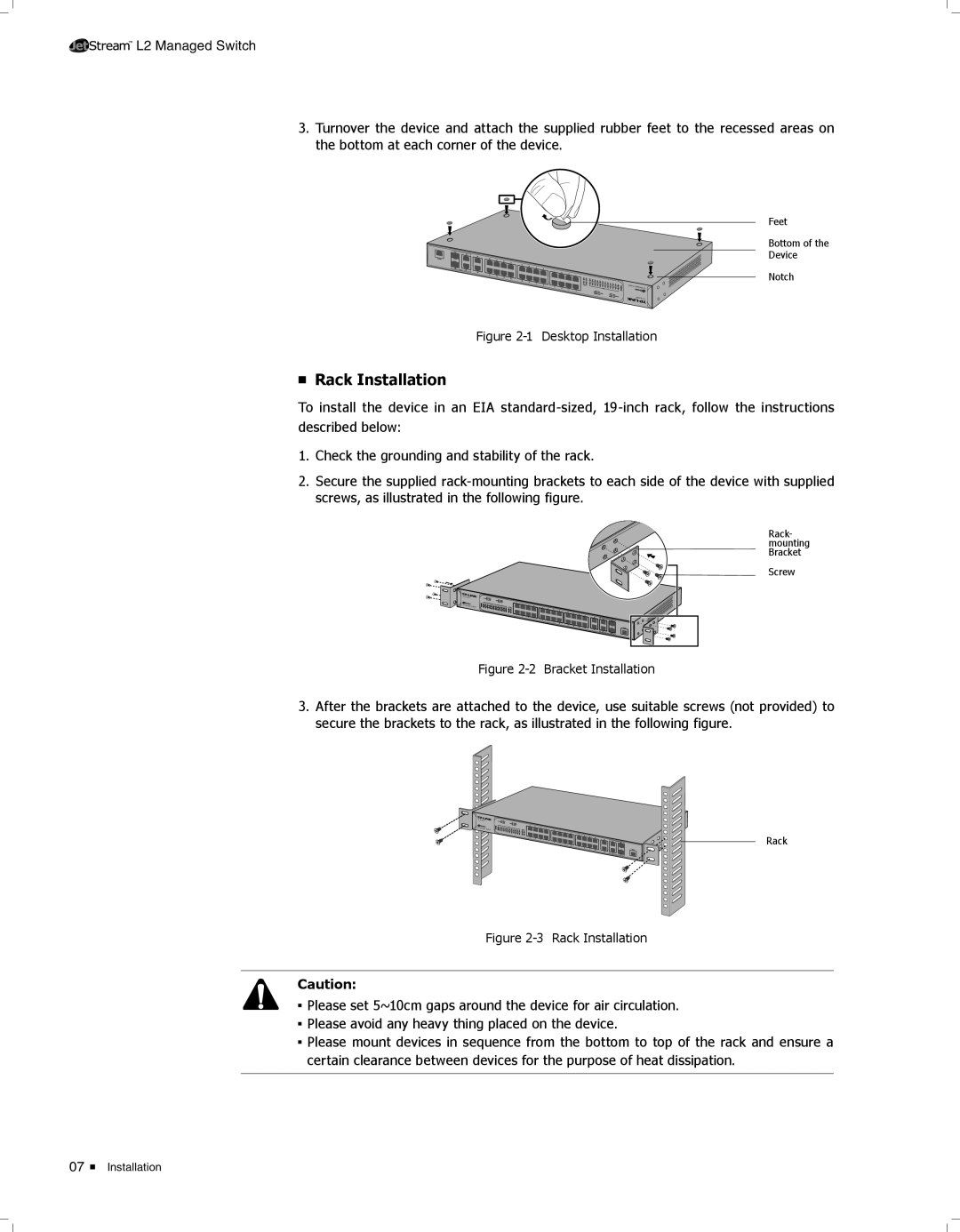 TP-Link TL-SL3428 manual Rack Installation 