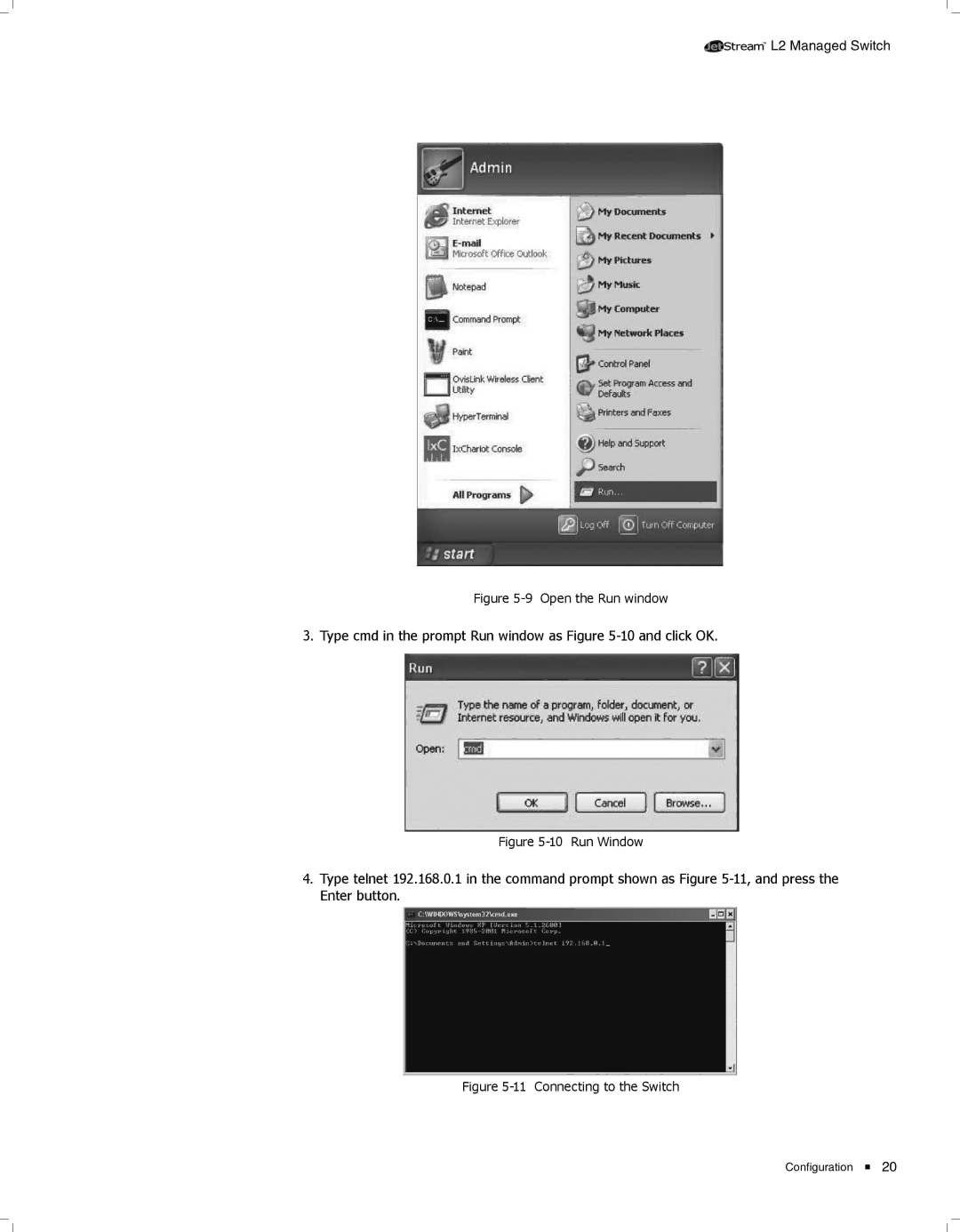 TP-Link TL-SL3428 manual Type cmd in the prompt Run window as -10 and click OK 