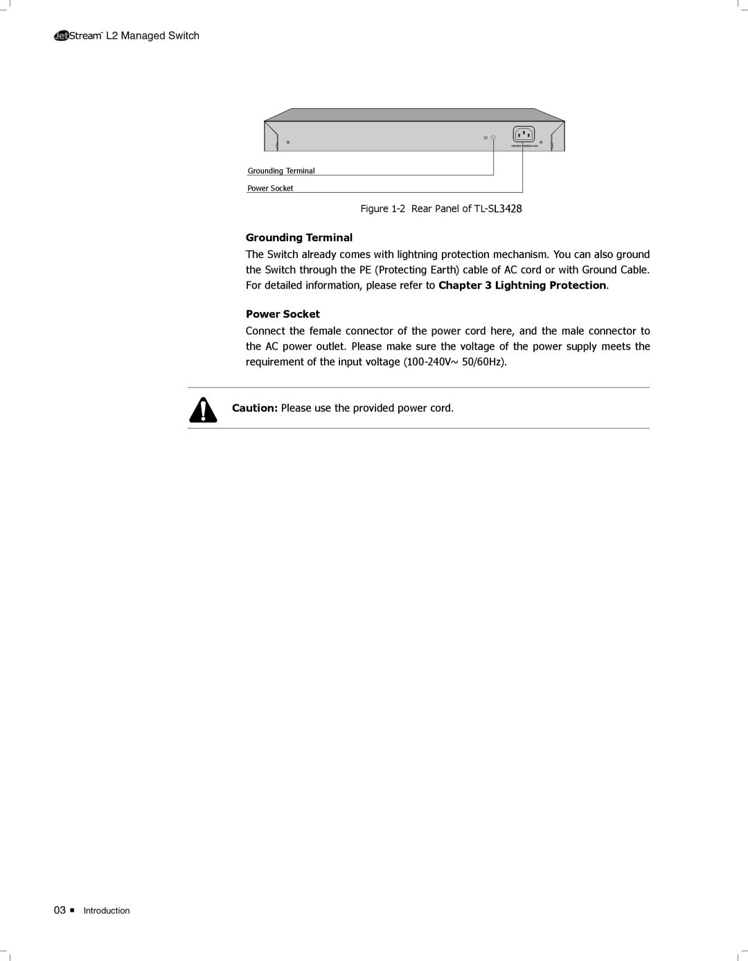 TP-Link TL-SL3428 manual Grounding Terminal 