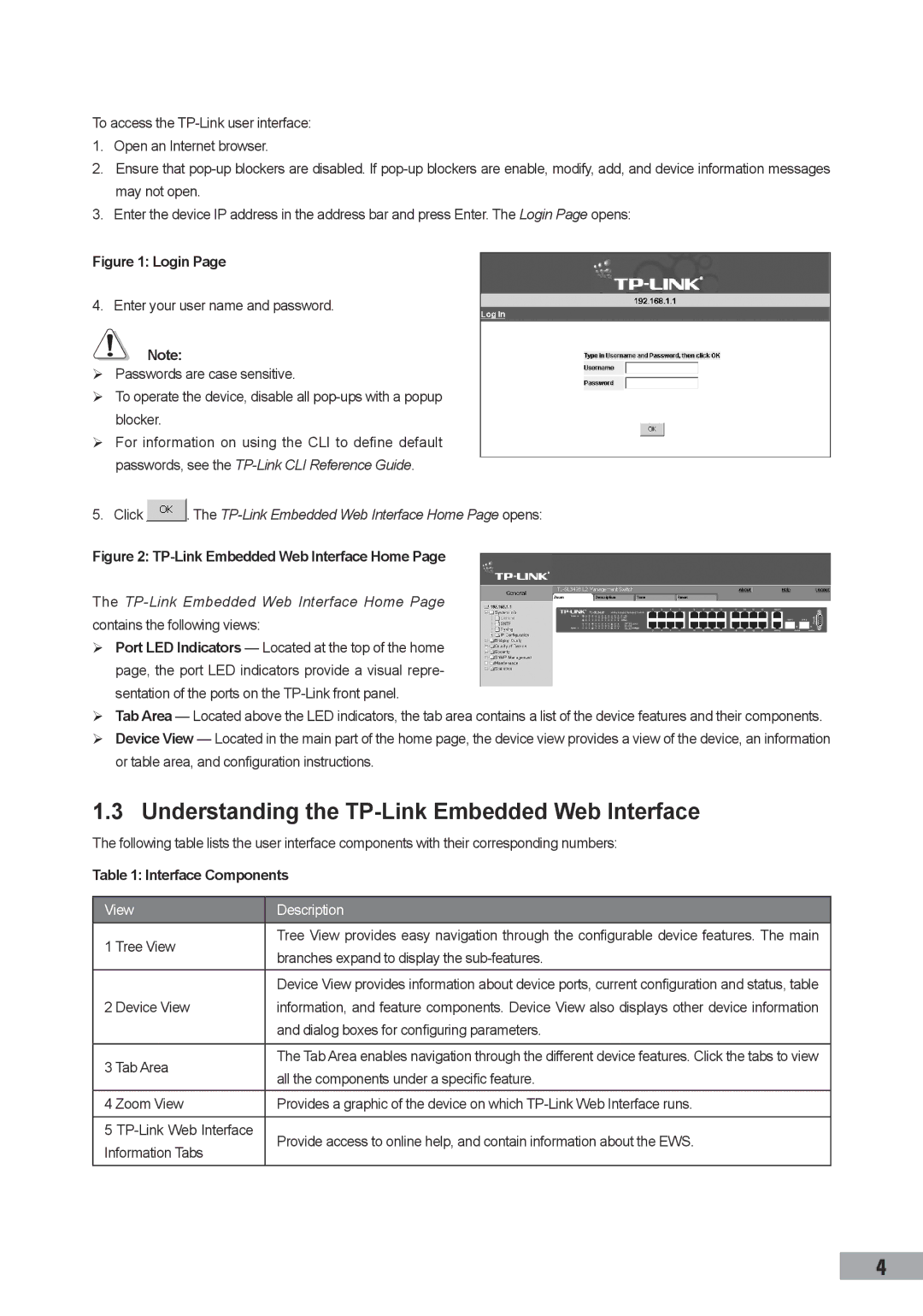 TP-Link TL-SG3109, TL-SL3452, TL-SL3428 manual Understanding the TP-Link Embedded Web Interface, Interface Components 