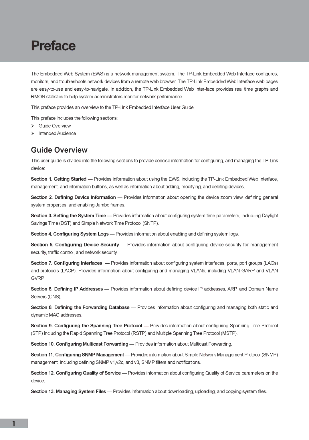 TP-Link TL-SG3109, TL-SL3452, TL-SL3428 manual Preface, Guide Overview 