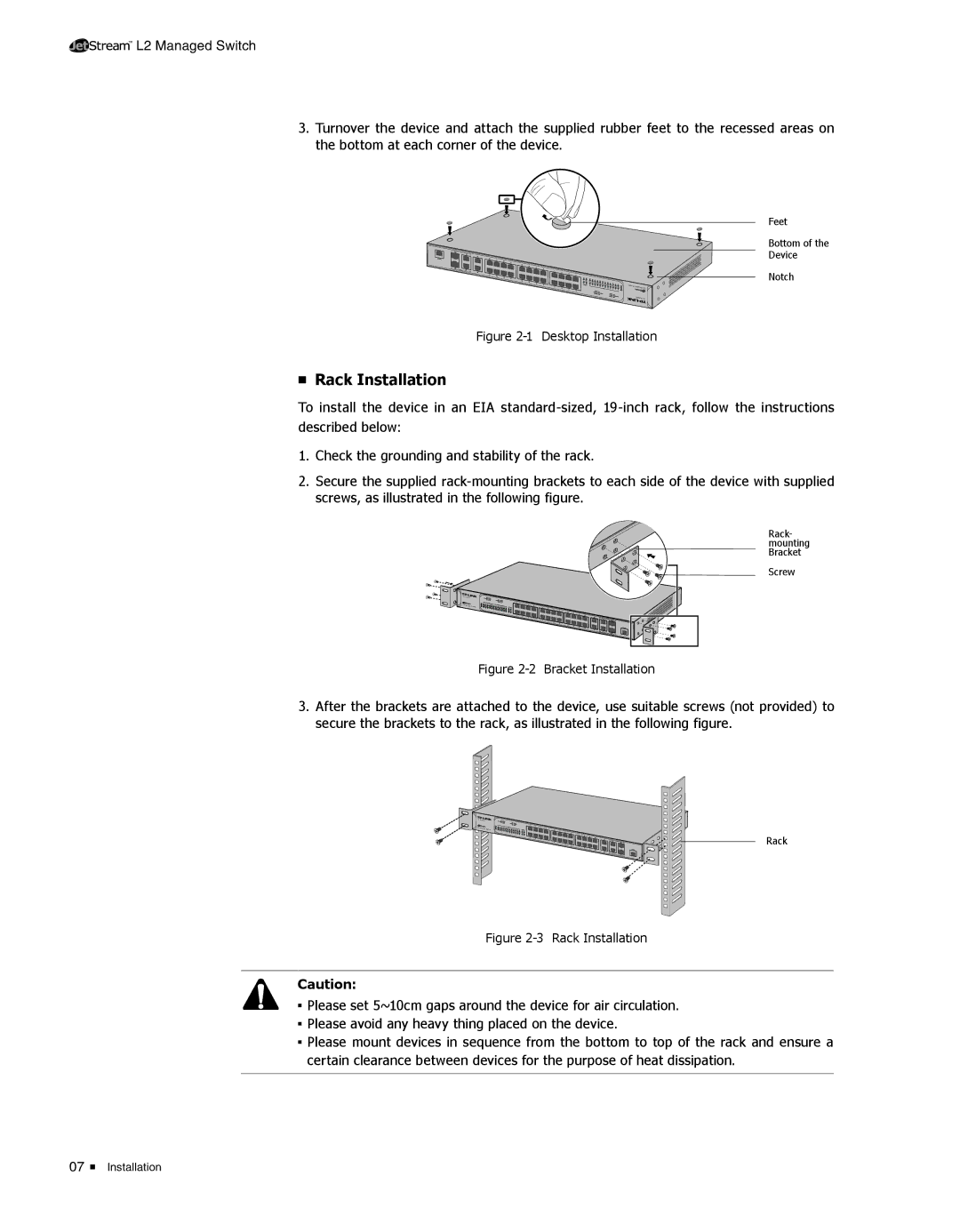 TP-Link TL-SL3452, TL-SL3428 manual Rack Installation 