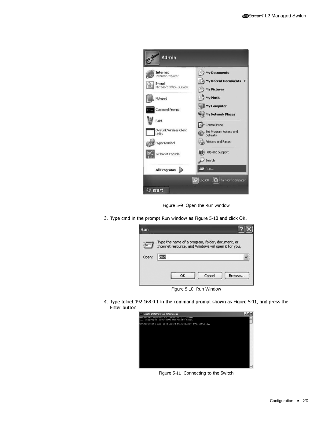 TP-Link TL-SL3428, TL-SL3452 manual Type cmd in the prompt Run window as -10 and click OK 