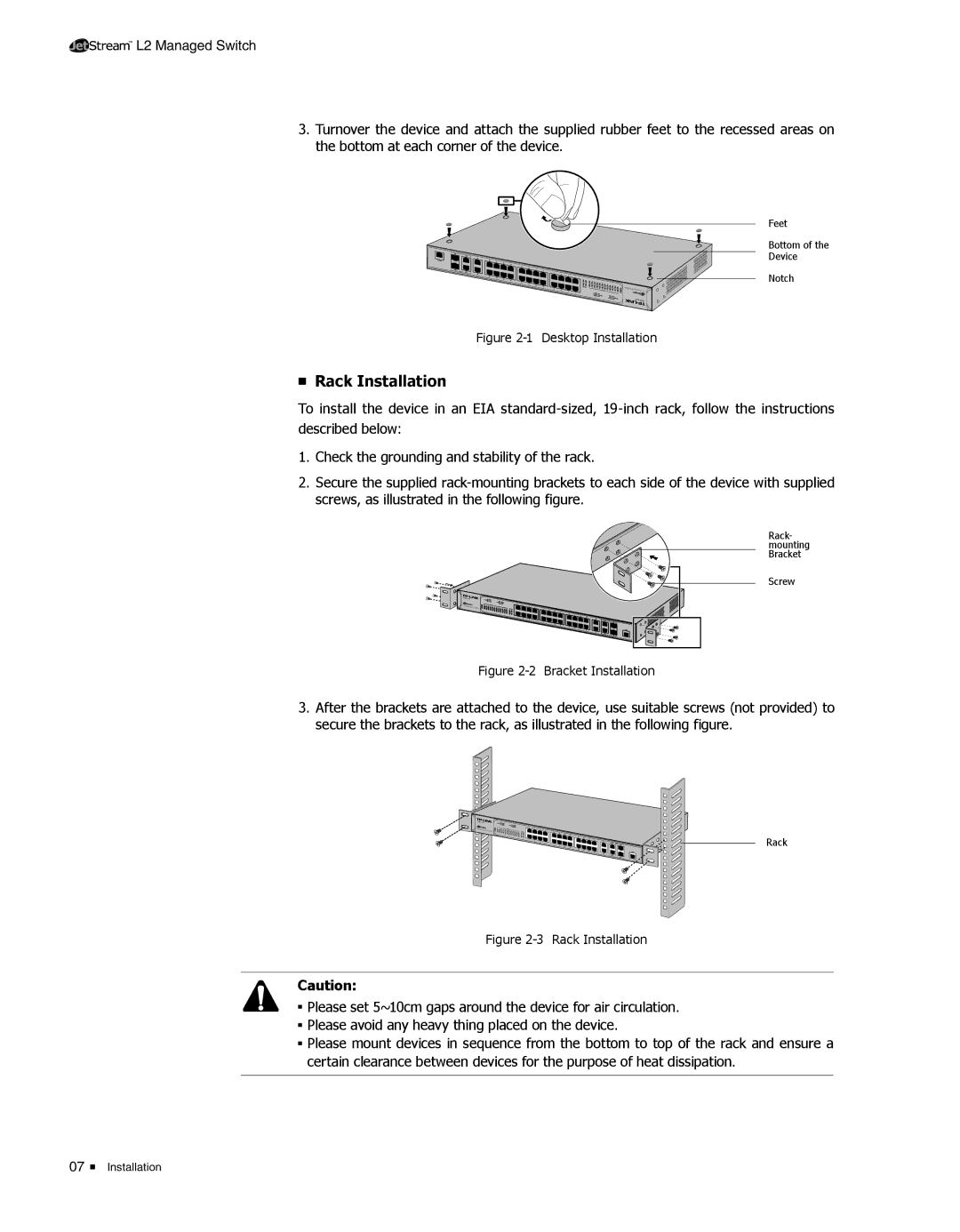 TP-Link TL-SL5428E manual Rack Installation 