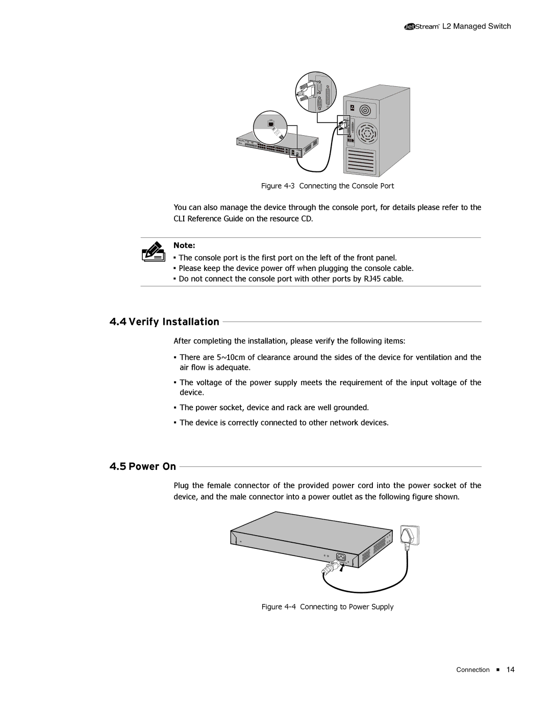 TP-Link TL-SL5428E manual 4444Verify Installation, 4444Power On 