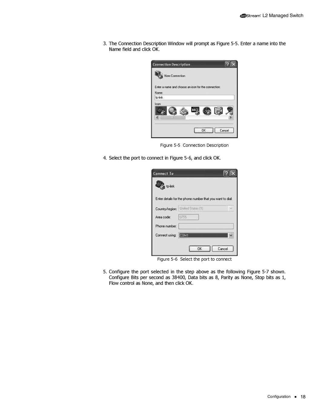 TP-Link TL-SL5428E manual Select the port to connect in -6, and click OK 