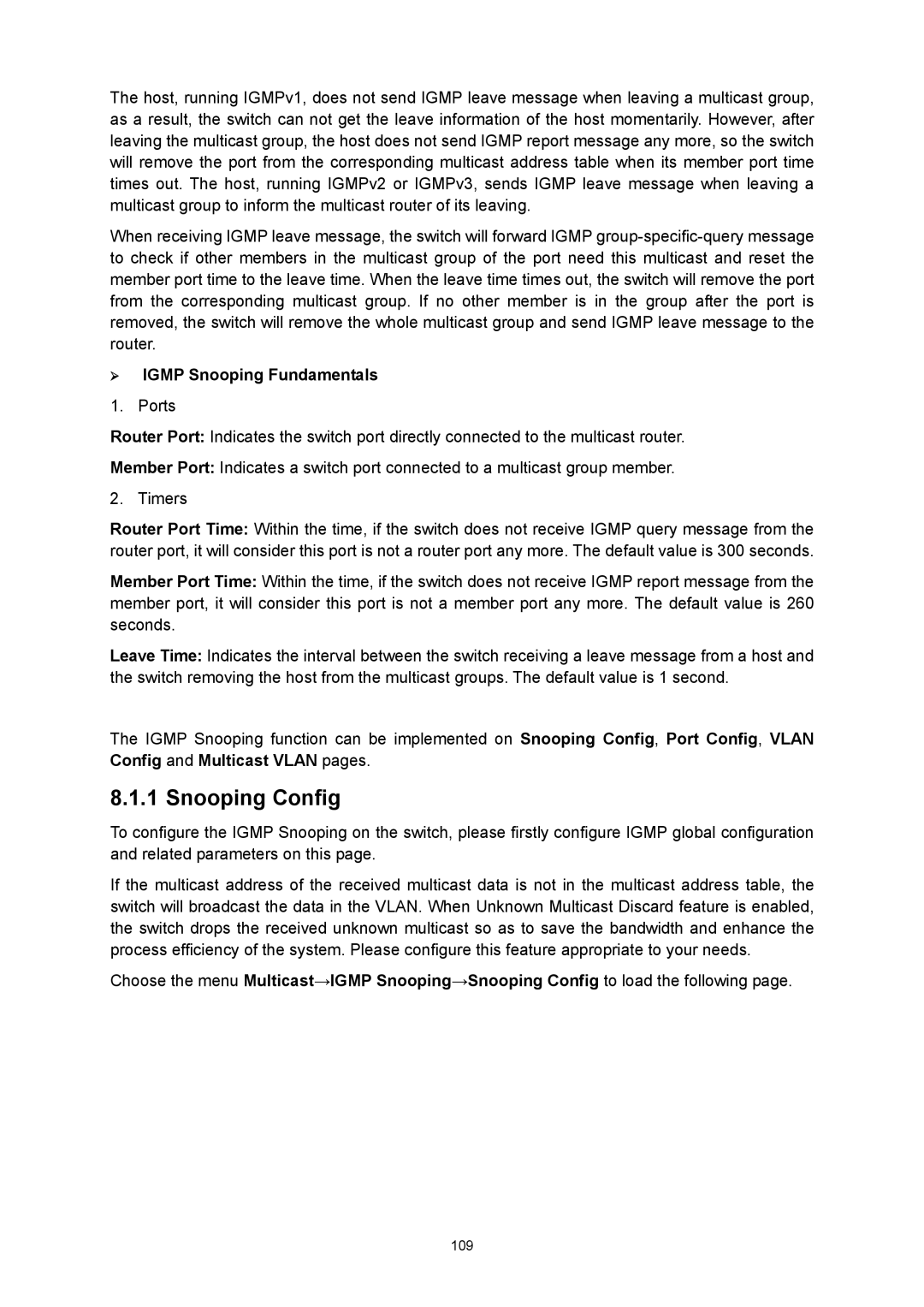 TP-Link TL-SL5428E manual Snooping Config, ¾ Igmp Snooping Fundamentals 